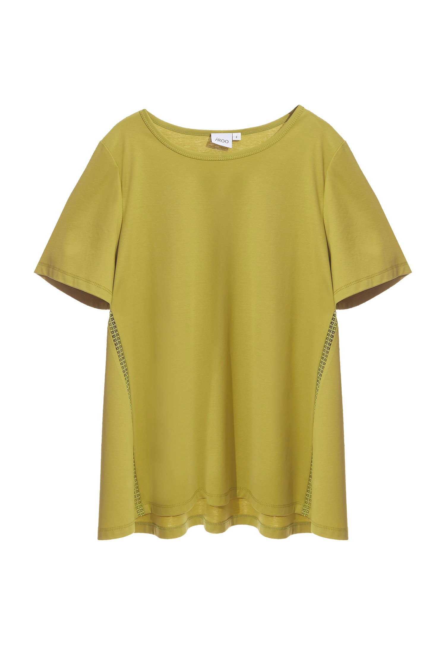 Loose Fit Tee With Lace Trim DetailContrast T-shirt,T-shirts,T-shirts,Tops,Round neck tops,Season (SS) Look,Trends,Cotton,comfotism,Lace,Blouses