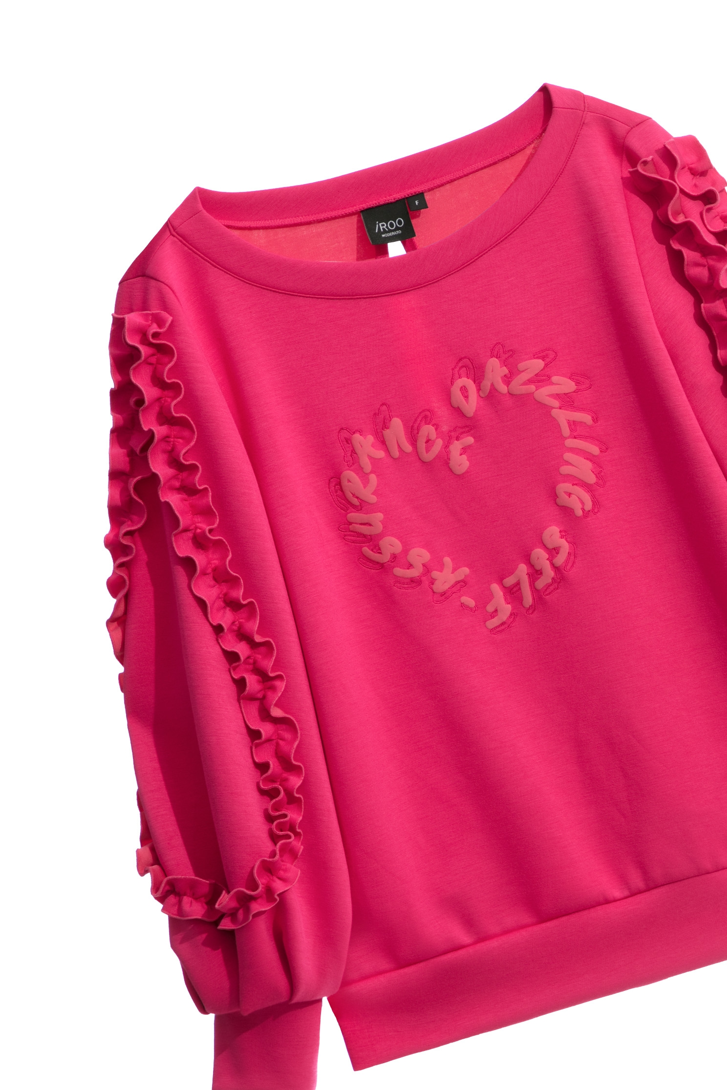 Heart Shape Top With Ruffle Sleeve DetailHeart Shape Top With Ruffle Sleeve Detail,Tops,Season (SS) Look,Embroidered