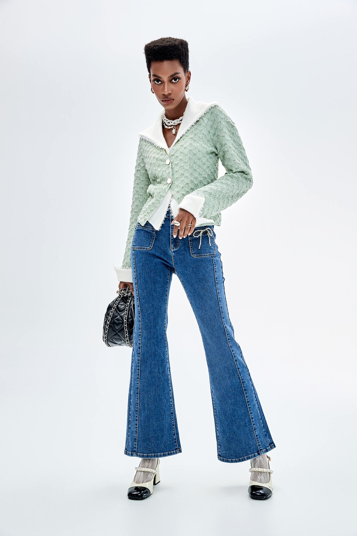 Long Sleeve Contrast Wide Collar TopLong Sleeve Contrast Wide Collar Top,Tops,Season (SS) Look,Plaid,Blouses