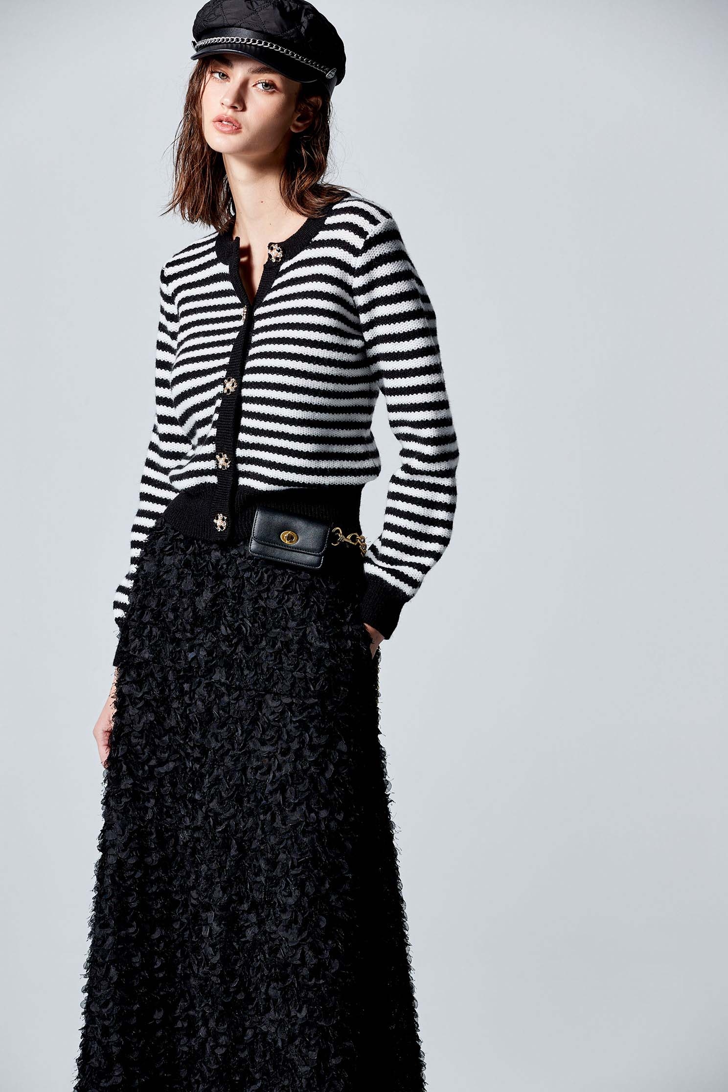 Black White Stripe Long Sleeve Knit TopBlack White Stripe Long Sleeve Knit Top,Tops,Knitted,Knitted tops