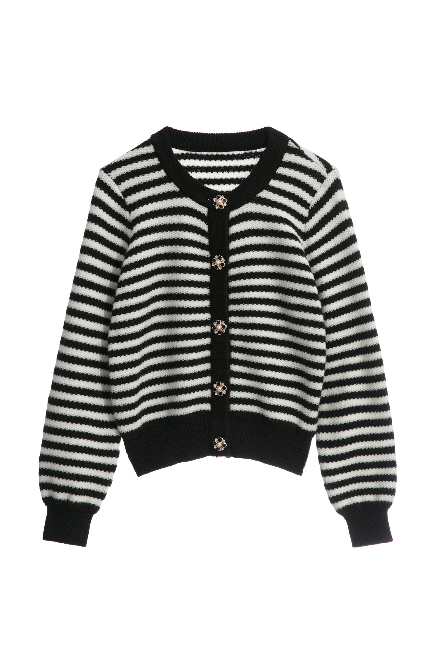 Black White Stripe Long Sleeve Knit TopBlack White Stripe Long Sleeve Knit Top,Tops,Knitted,Knitted tops
