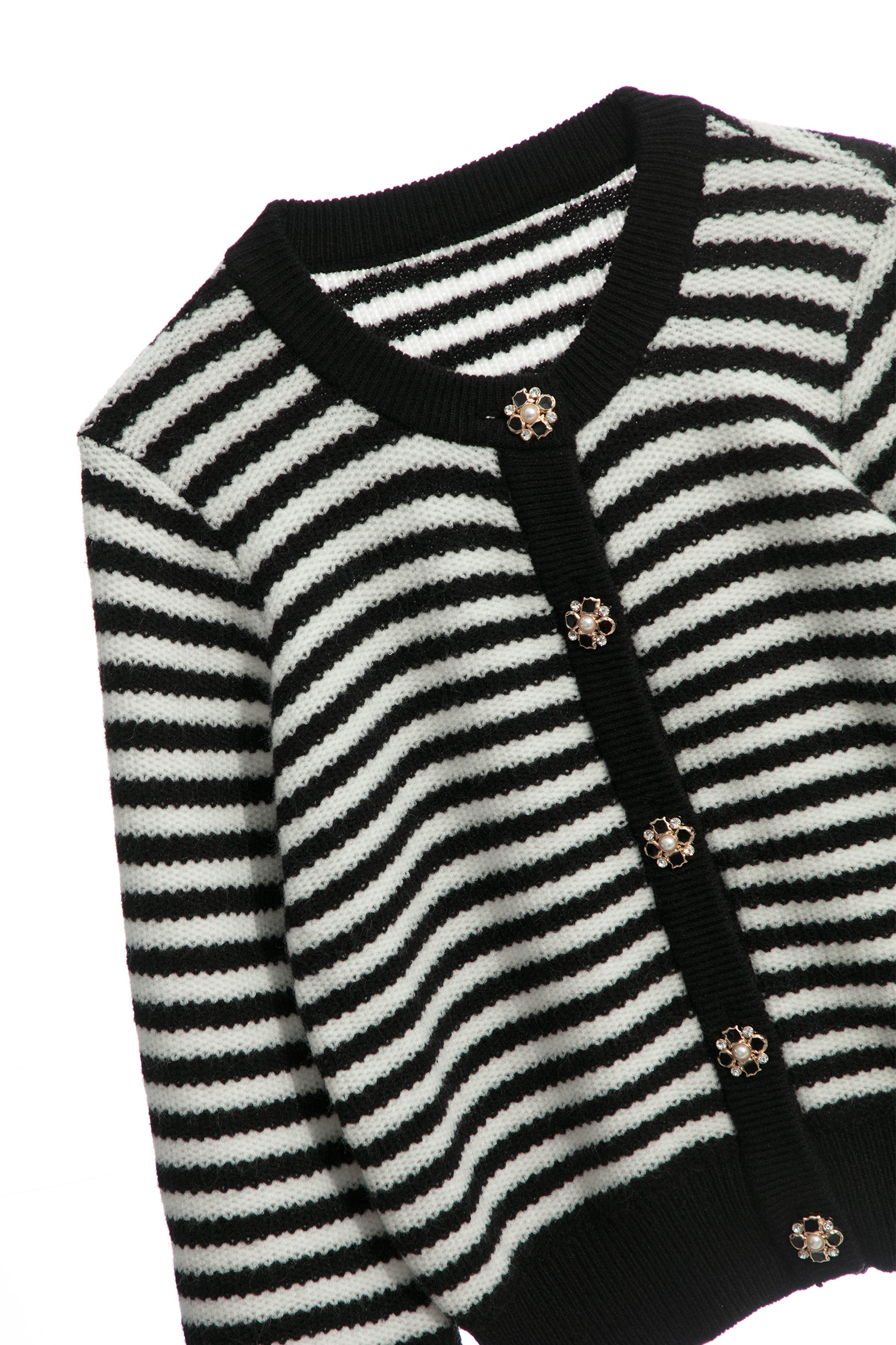 Black White Stripe Long Sleeve Knit TopBlack White Stripe Long Sleeve Knit Top,Tops,Knitted,Knitted tops