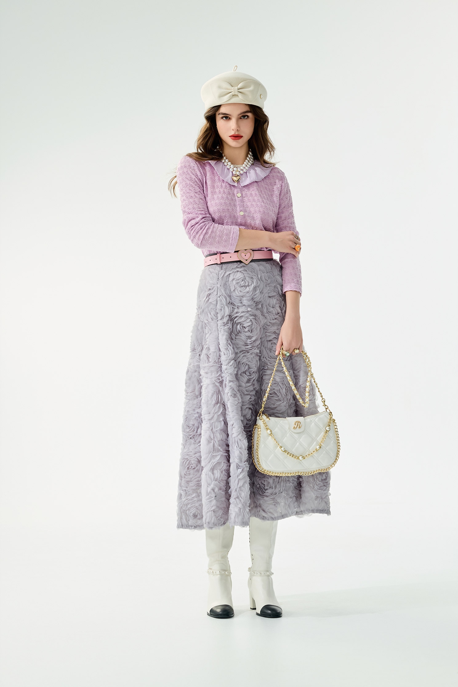 Long Sleeve Flounce Collar TopLong Sleeve Flounce Collar Top,Tops,Season (SS) Look,Blouses