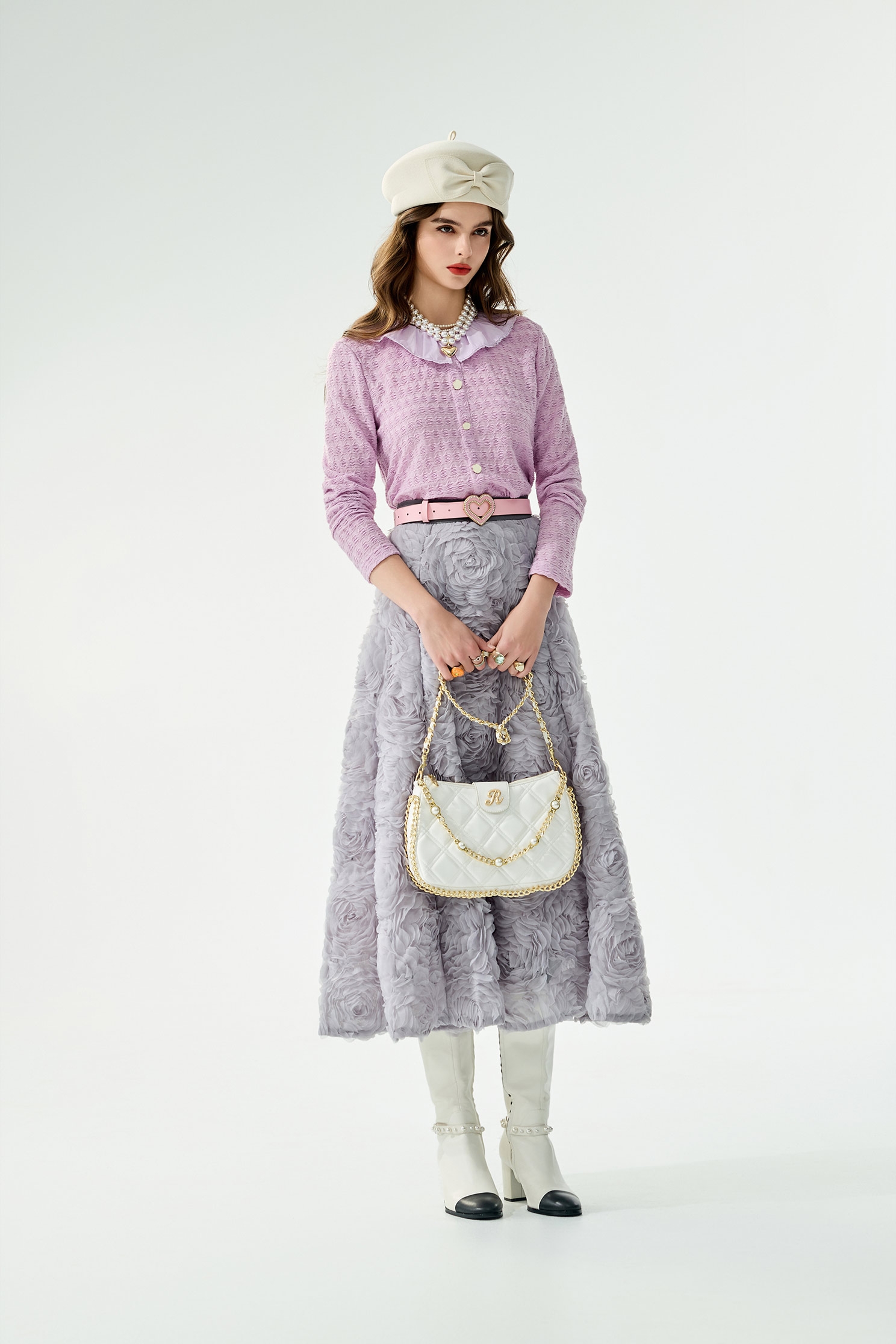 Long Sleeve Flounce Collar TopLong Sleeve Flounce Collar Top,Tops,Season (SS) Look,Blouses