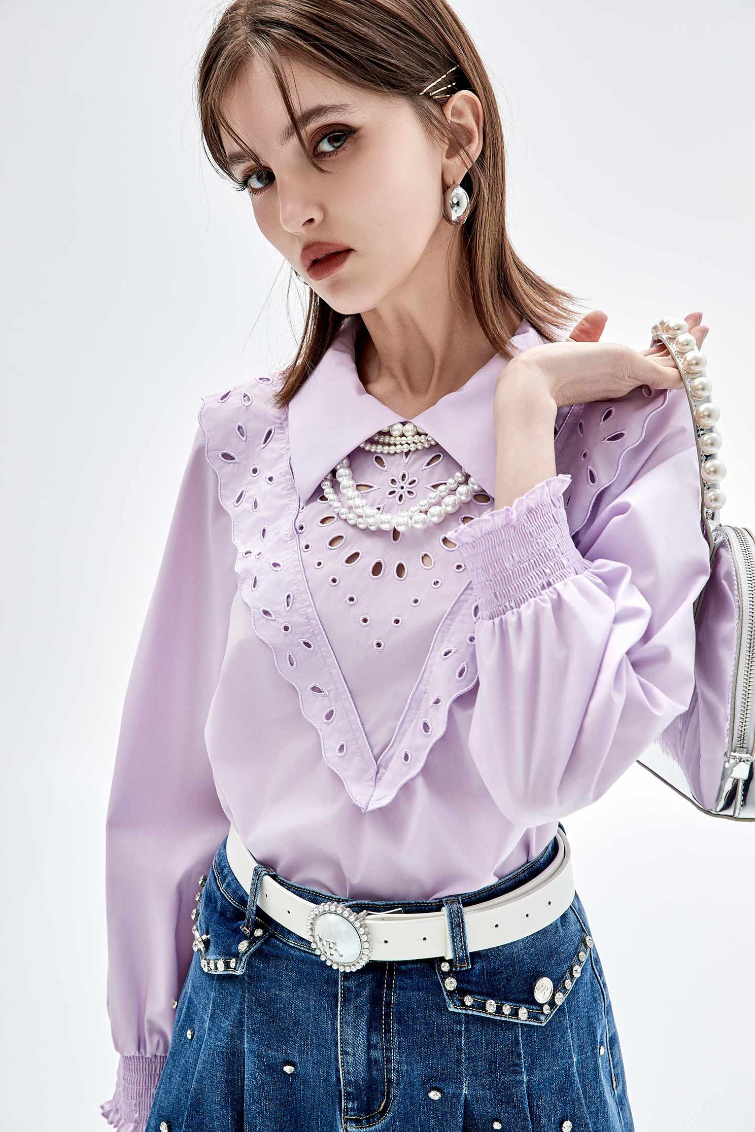 Hollow Out Detail Purple BlouseHollow Out Detail Purple Blouse,Tops,Embroidered,Embroidered tops,Season (SS) Look,Embroidered,Blouses