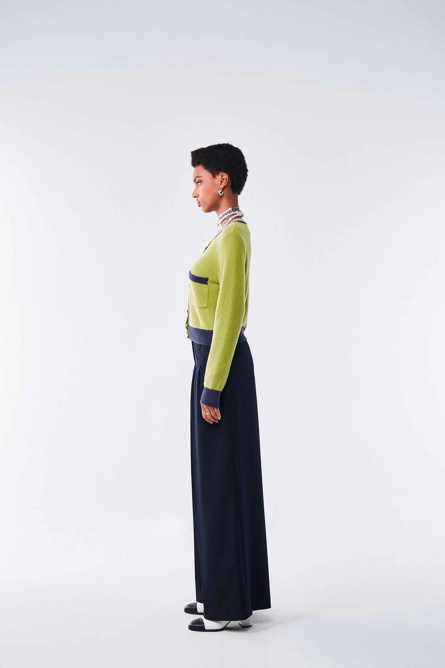 Contrast Trim Green Knit TopContrast Trim Green Knit Top,Outerwear,Season (AW) Look,Knitted,Knitted coats,Knitted tops