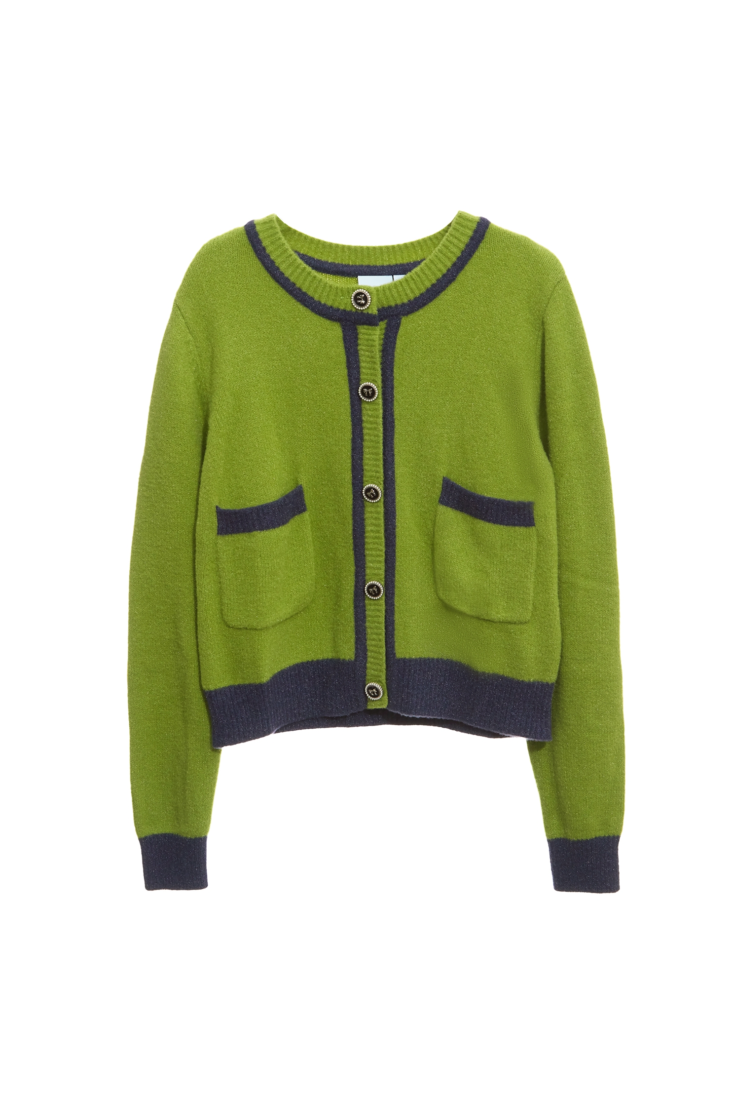 Contrast Trim Green Knit TopContrast Trim Green Knit Top,Outerwear,Season (AW) Look,Knitted,Knitted coats,Knitted tops