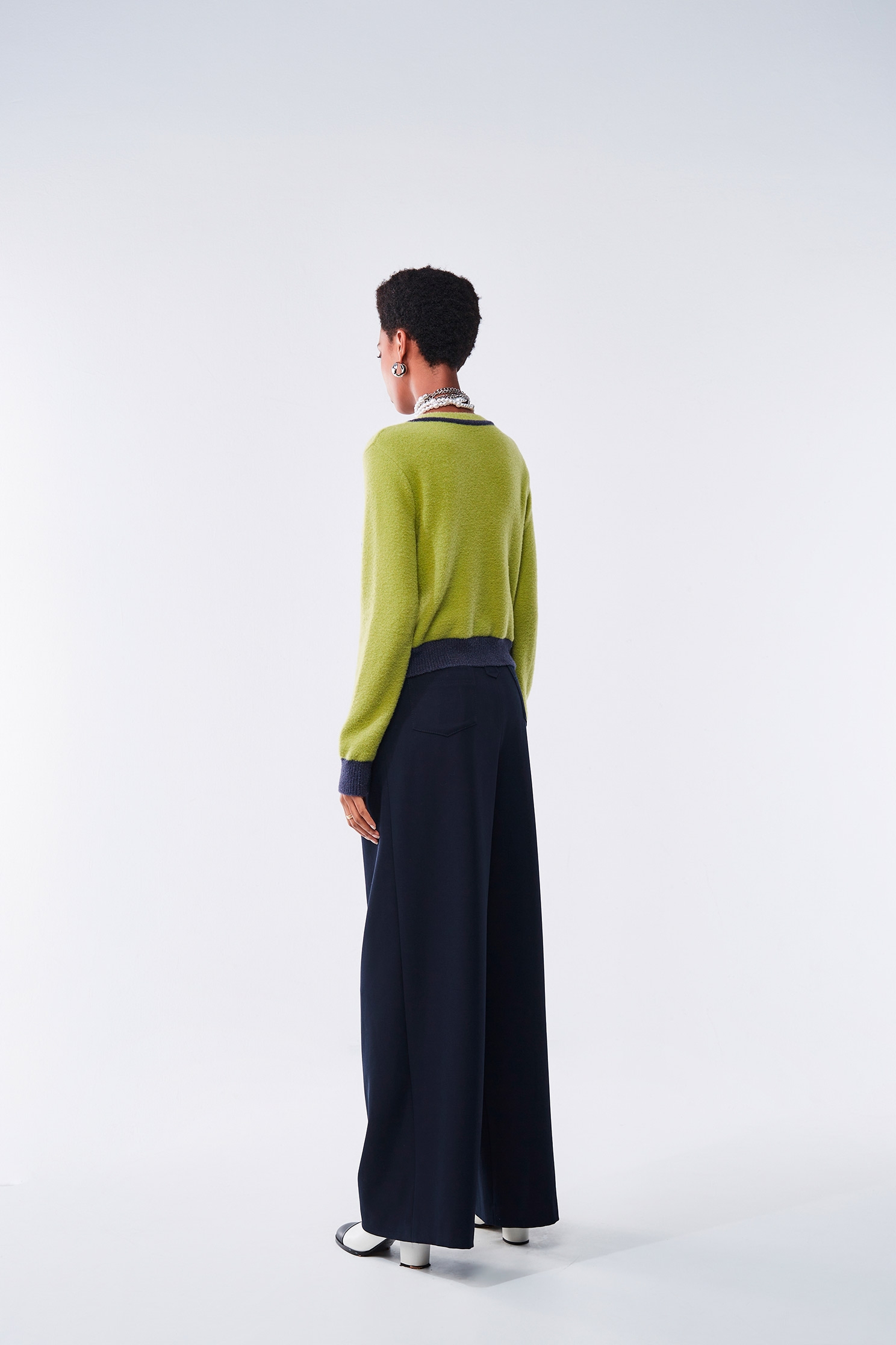 Contrast Trim Green Knit TopContrast Trim Green Knit Top,Outerwear,Season (AW) Look,Knitted,Knitted coats,Knitted tops