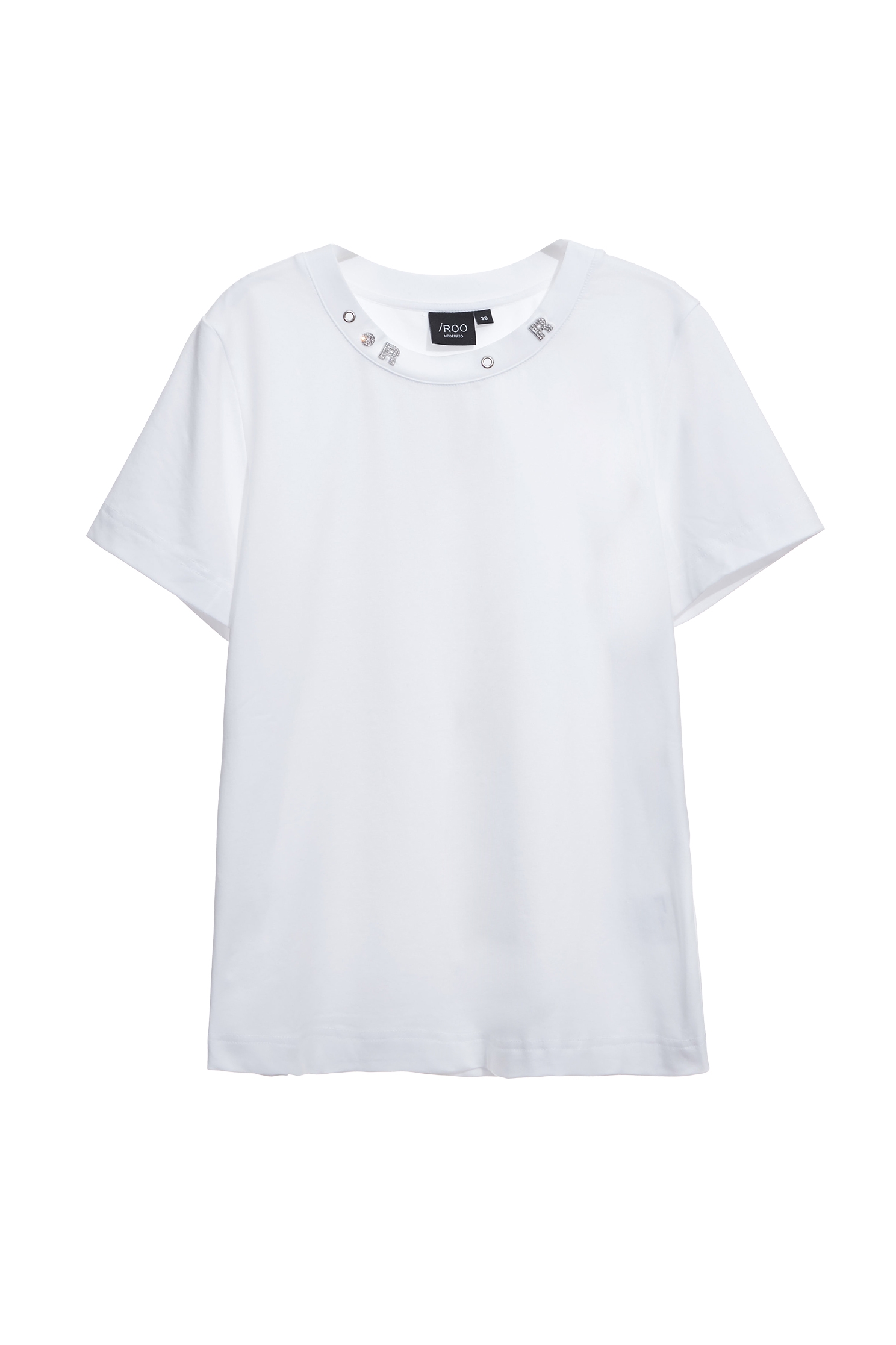 Diamonte Neckline Detail Short Sleeve TeeDiamonte Neckline Detail Short Sleeve Tee,T-shirts,Tops,White tops,Season (AW) Look