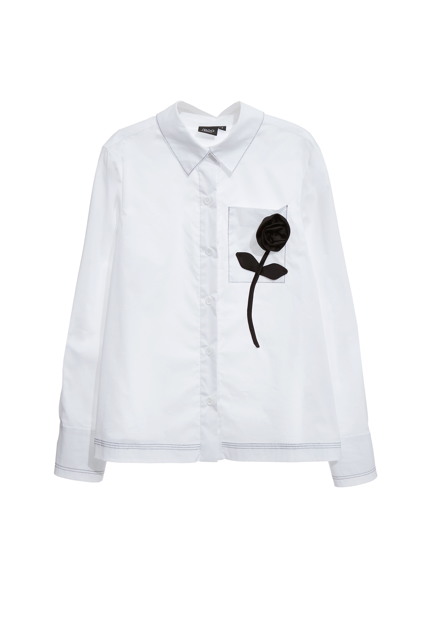 Black 3-D Rose Detail BlouseBlack 3-D Rose Detail Blouse,Tops,White tops,Season (AW) Look,Blouses