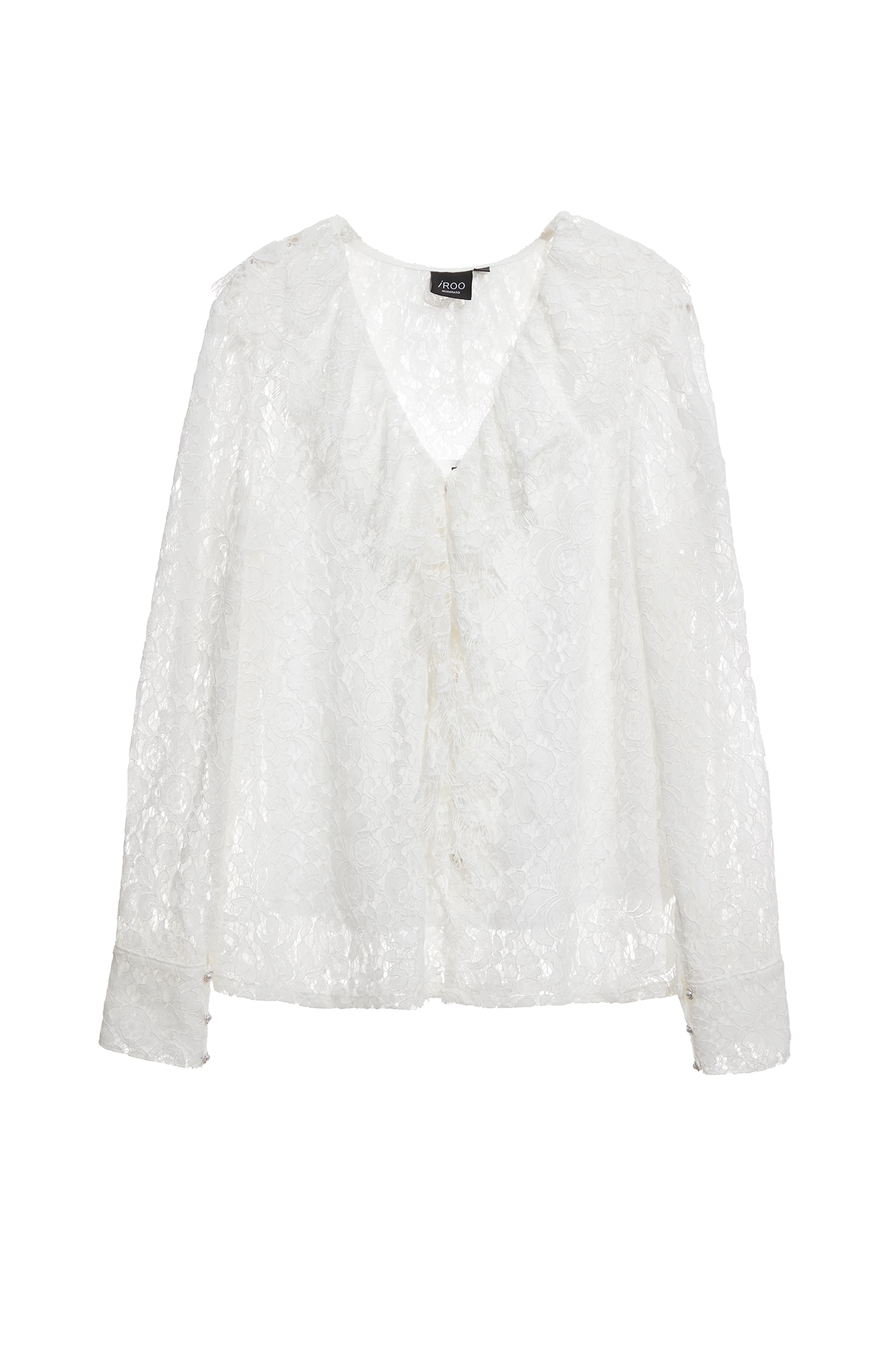 Full Lace Ruffle Detail BlouseFull Lace Ruffle Detail Blouse,Tops,Under shirts,pearl,White tops,Season (AW) Look,Lace