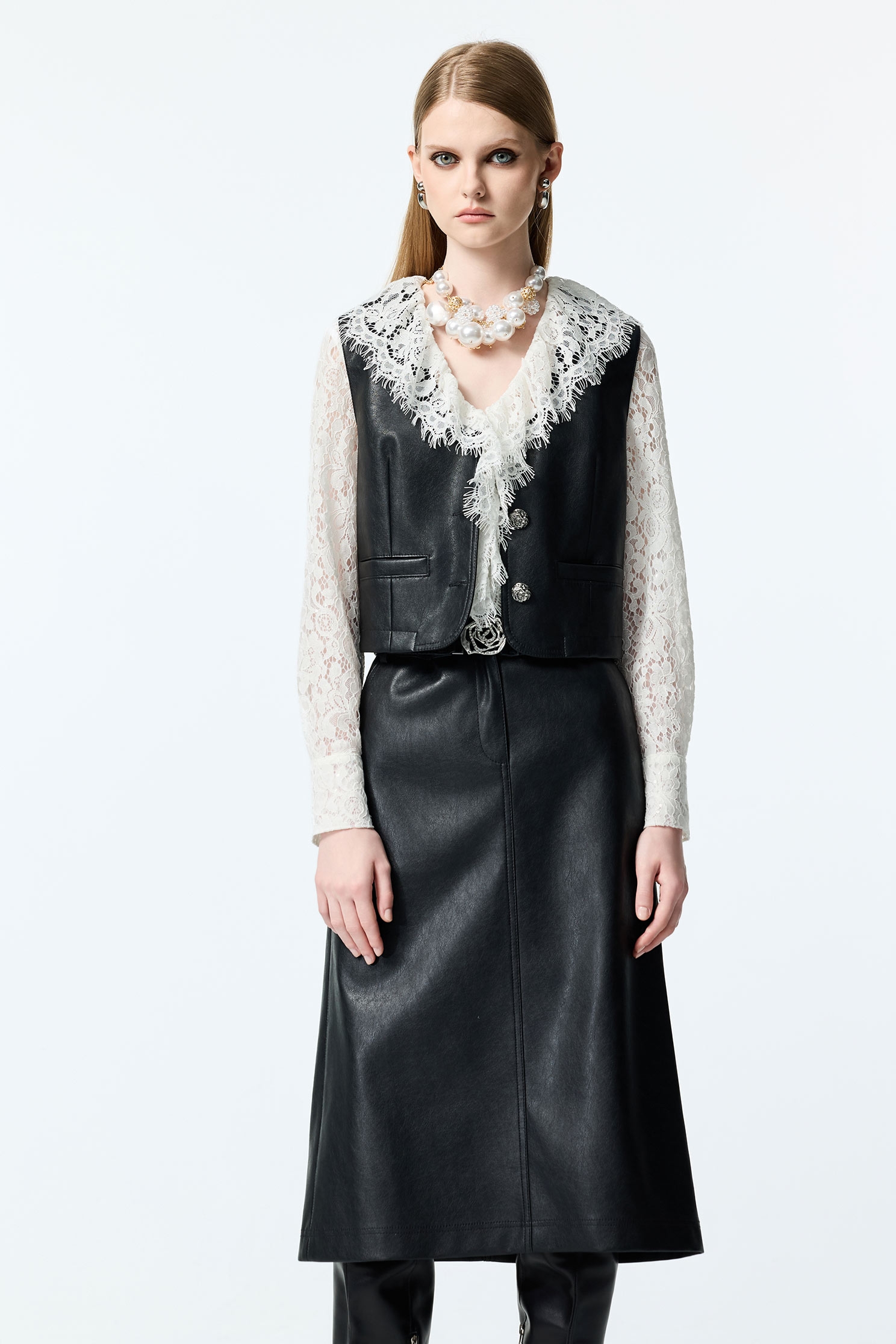 Full Lace Ruffle Detail BlouseFull Lace Ruffle Detail Blouse,Tops,Under shirts,pearl,White tops,Season (AW) Look,Lace