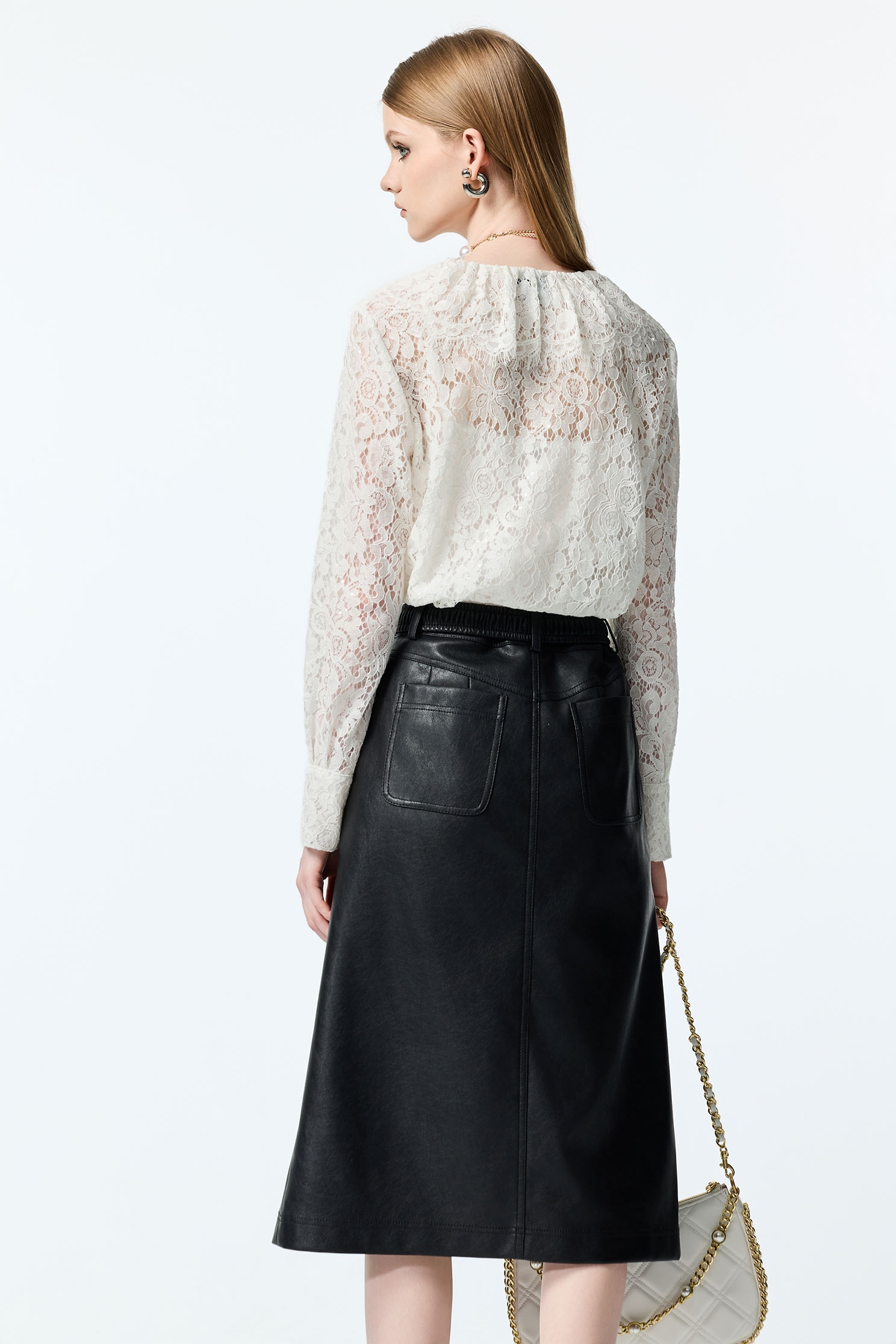 Full Lace Ruffle Detail BlouseFull Lace Ruffle Detail Blouse,Tops,Under shirts,pearl,White tops,Season (AW) Look,Lace
