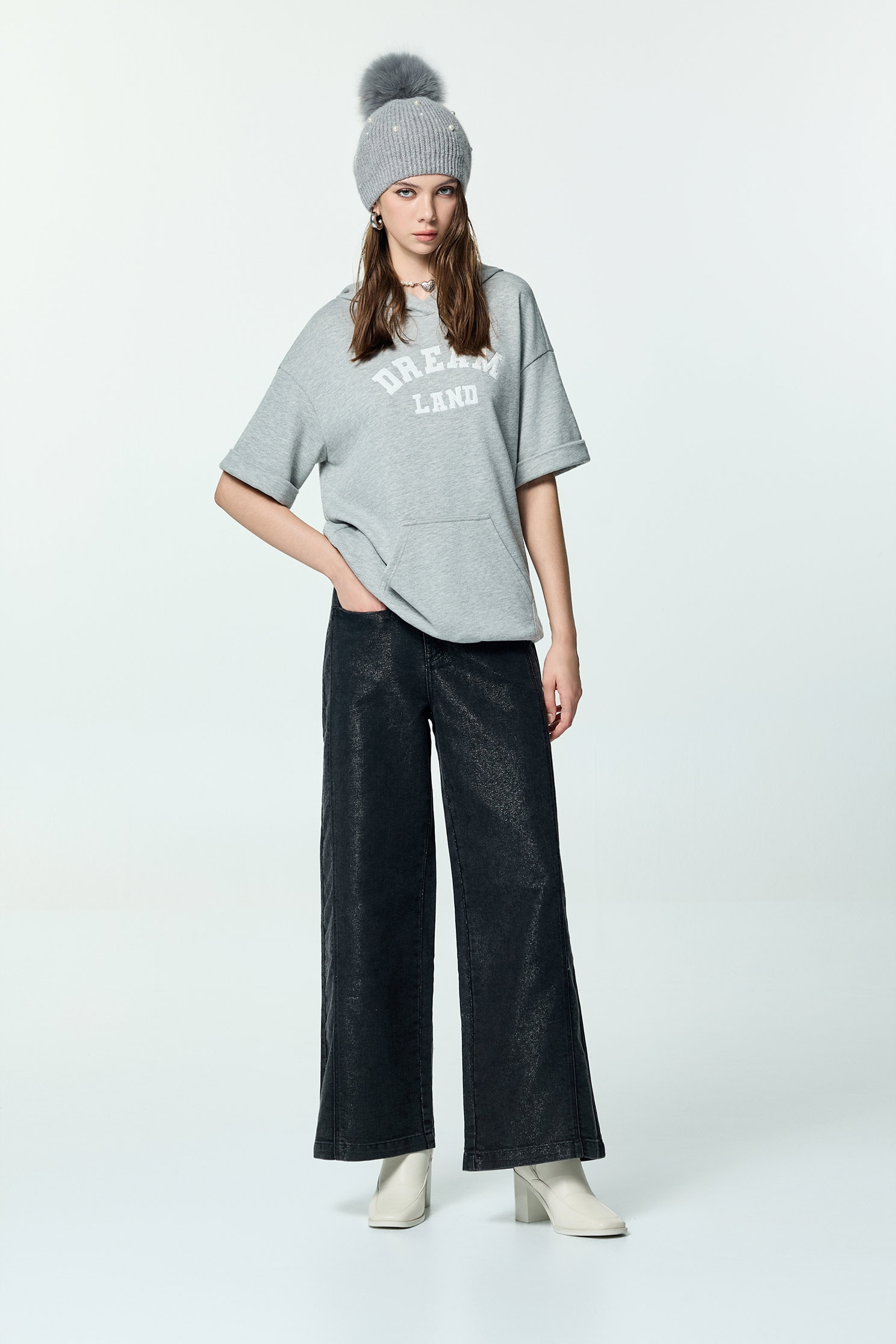 Front Slogan Hoodie Grey TeeFront Slogan Hoodie Grey Tee,Tops,Hoodie tops,Season (AW) Look,Embroidered