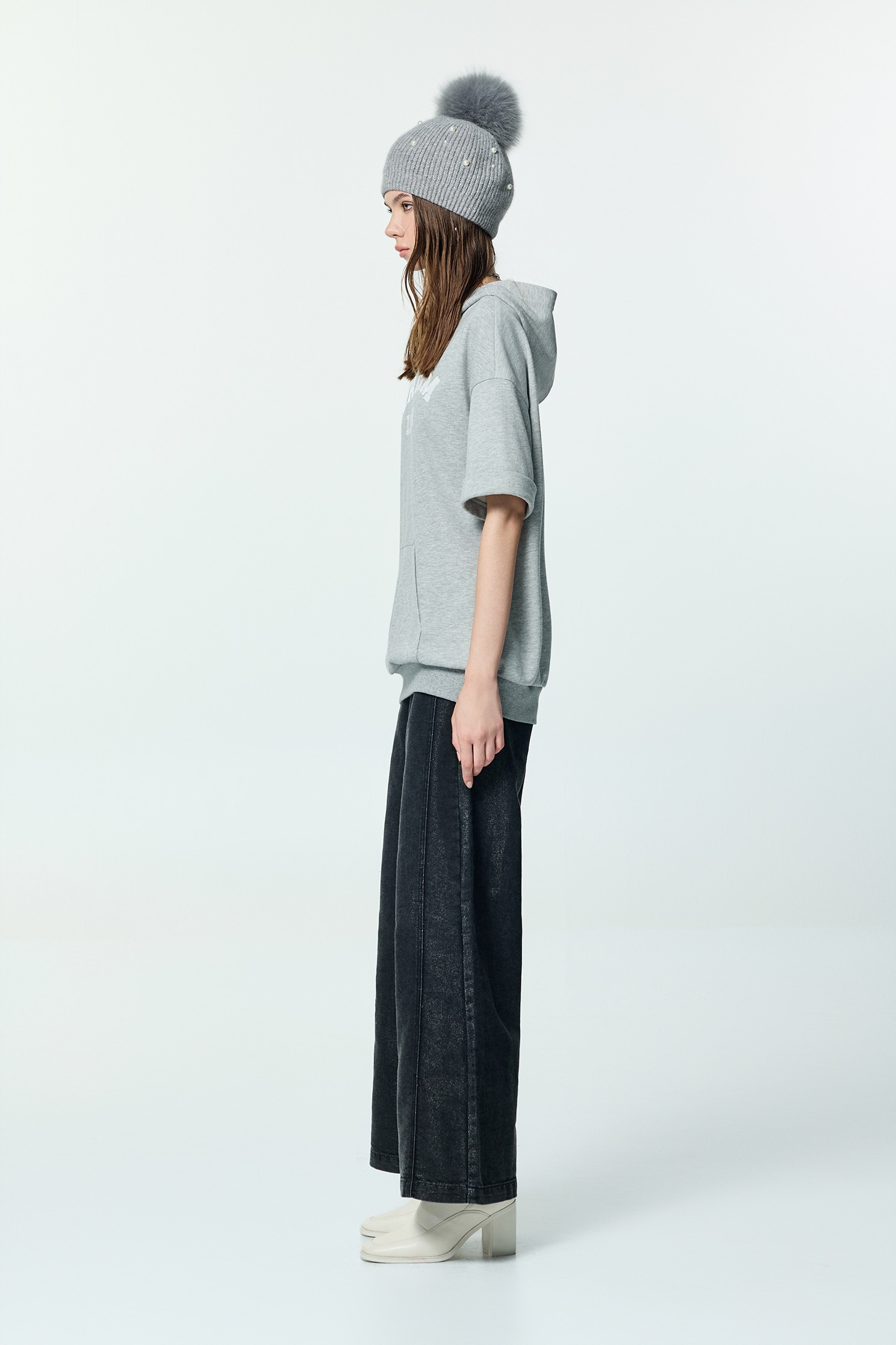 Front Slogan Hoodie Grey TeeFront Slogan Hoodie Grey Tee,Tops,Hoodie tops,Season (AW) Look,Embroidered