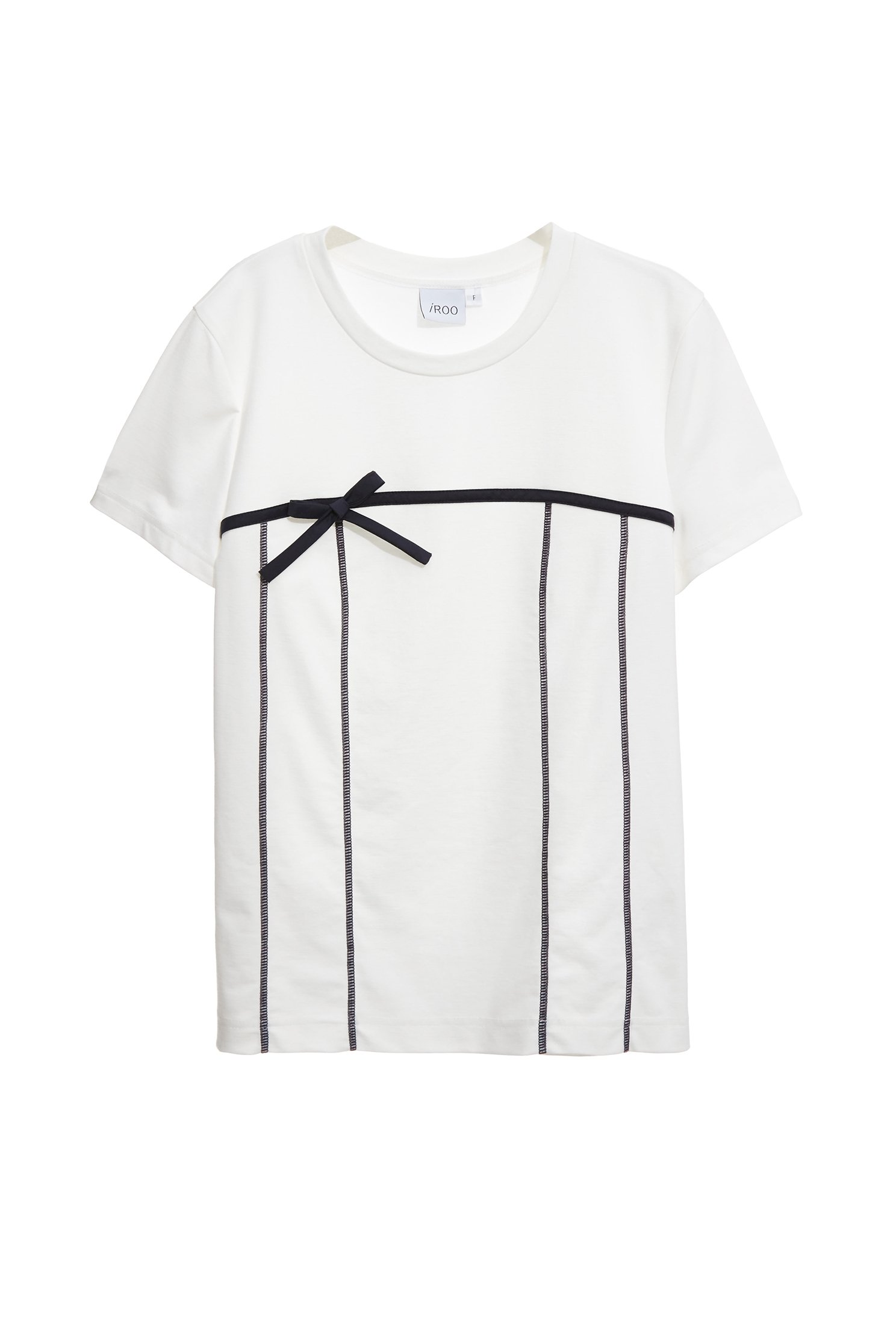 Navy Bow Detail Short Sleeve TeeNavy Bow Detail Short Sleeve Tee,Tops,Embroidered,White tops,Season (AW) Look
