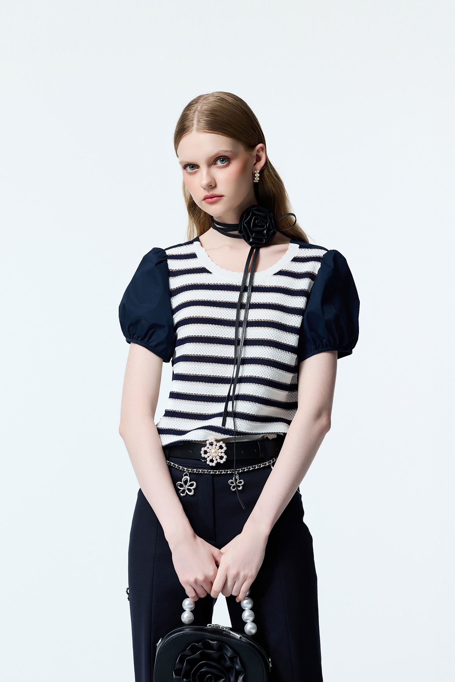 Contrast Navy Sleeve Knit TopContrast Navy Sleeve Knit Top,Tops,Season (AW) Look,Knitted,Knitted tops