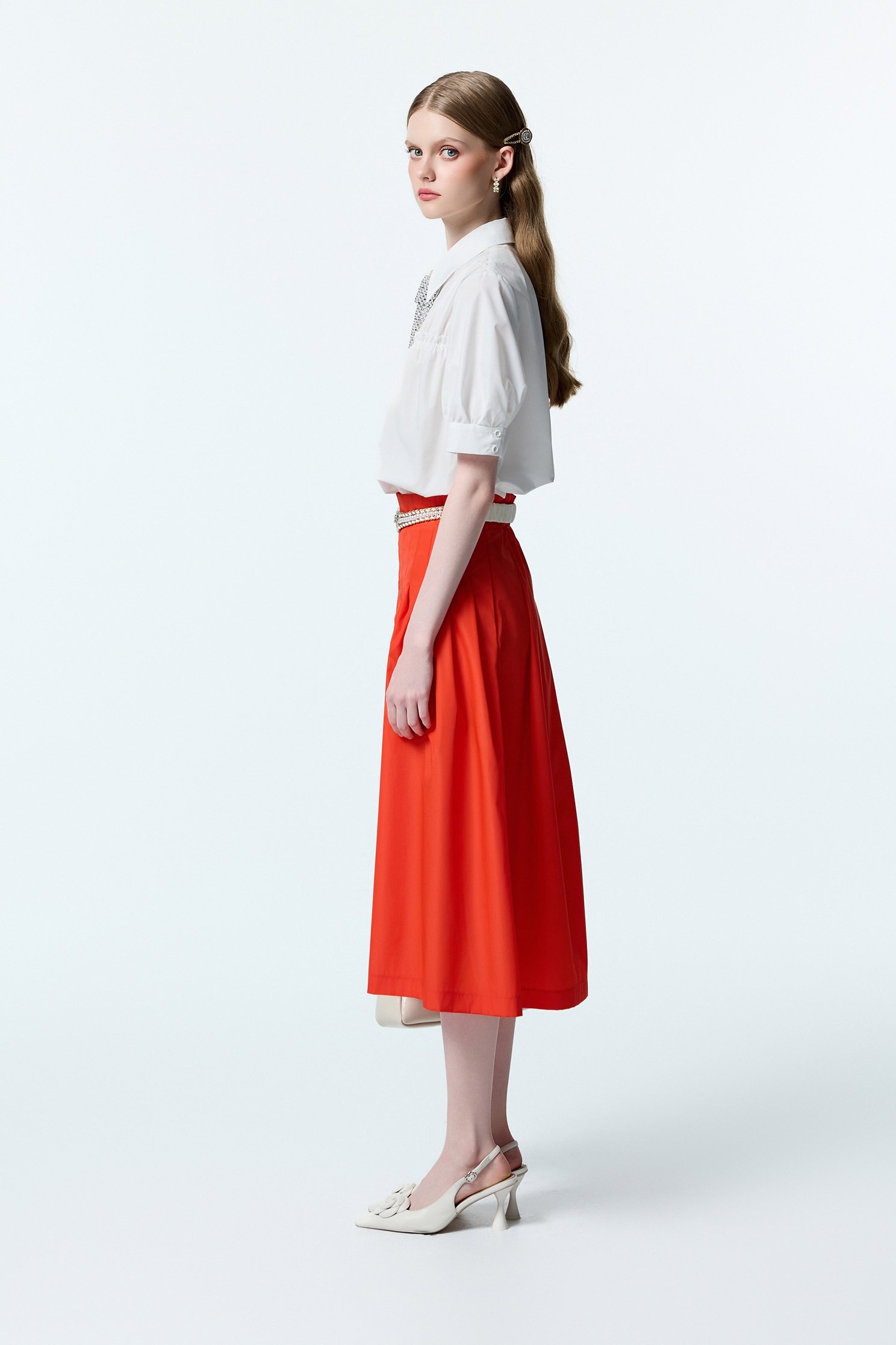 Pearl Neck Tie Detail Short Sleeve TopPearl Neck Tie Detail Short Sleeve Top,Tops,White tops,Season (AW) Look