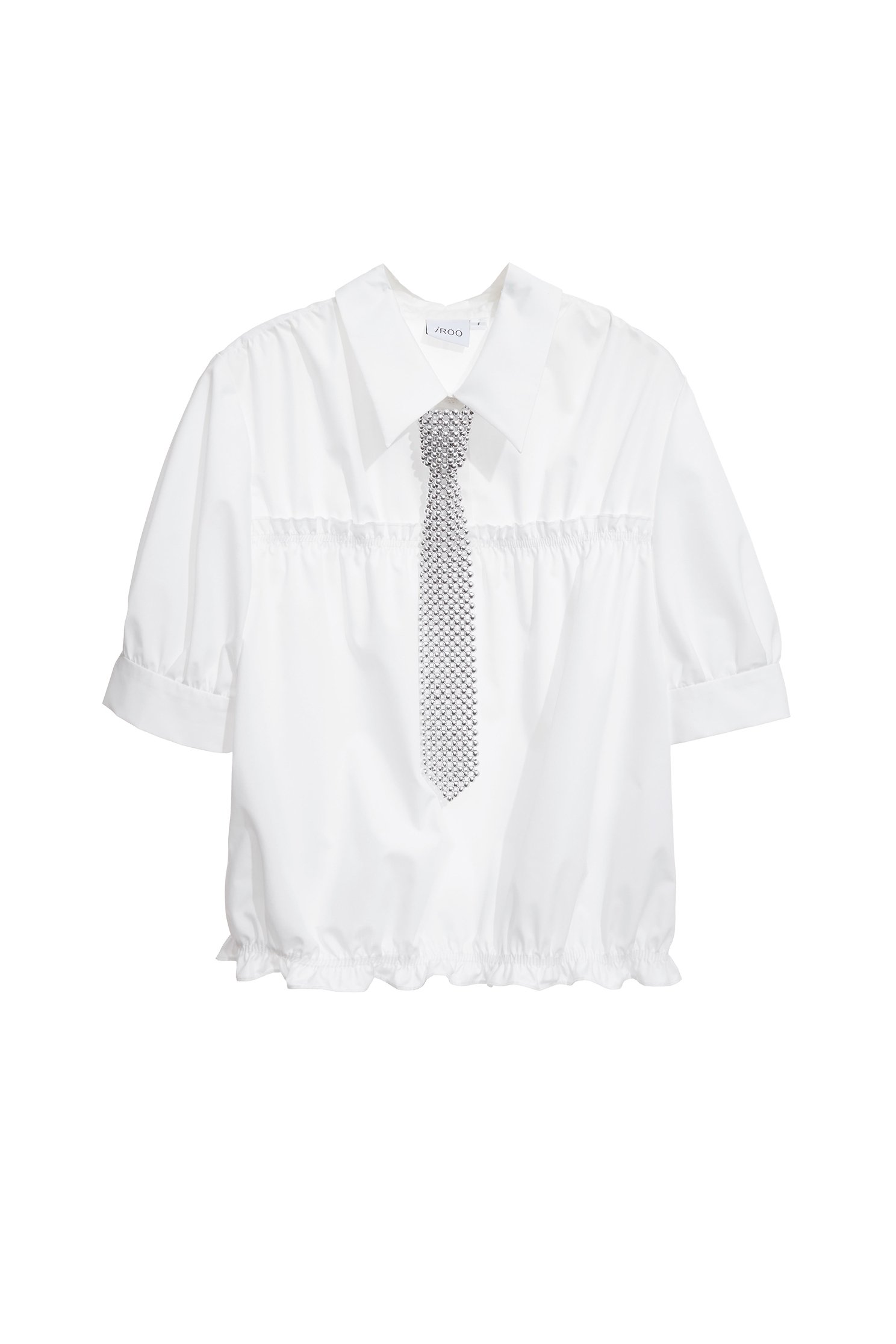 Pearl Neck Tie Detail Short Sleeve TopPearl Neck Tie Detail Short Sleeve Top,Tops,White tops,Season (AW) Look