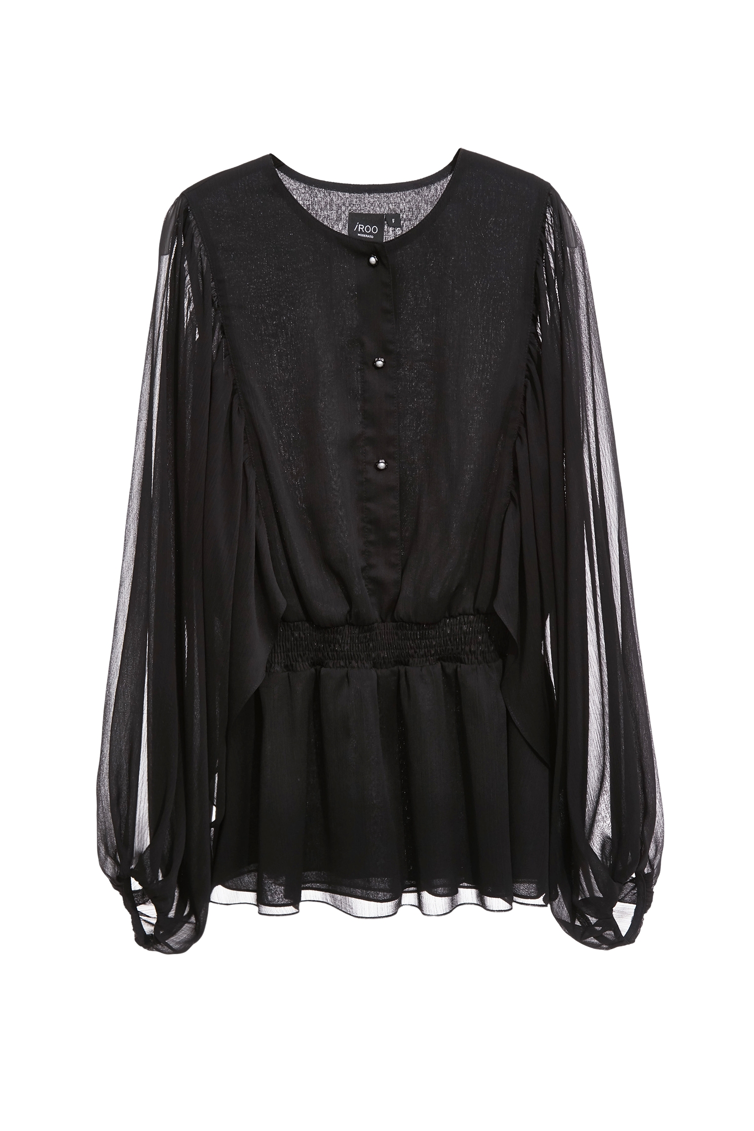 Elastic Waist Black Chiffon TopElastic Waist Black Chiffon Top,Tops,Season (AW) Look,Chiffon,black tops