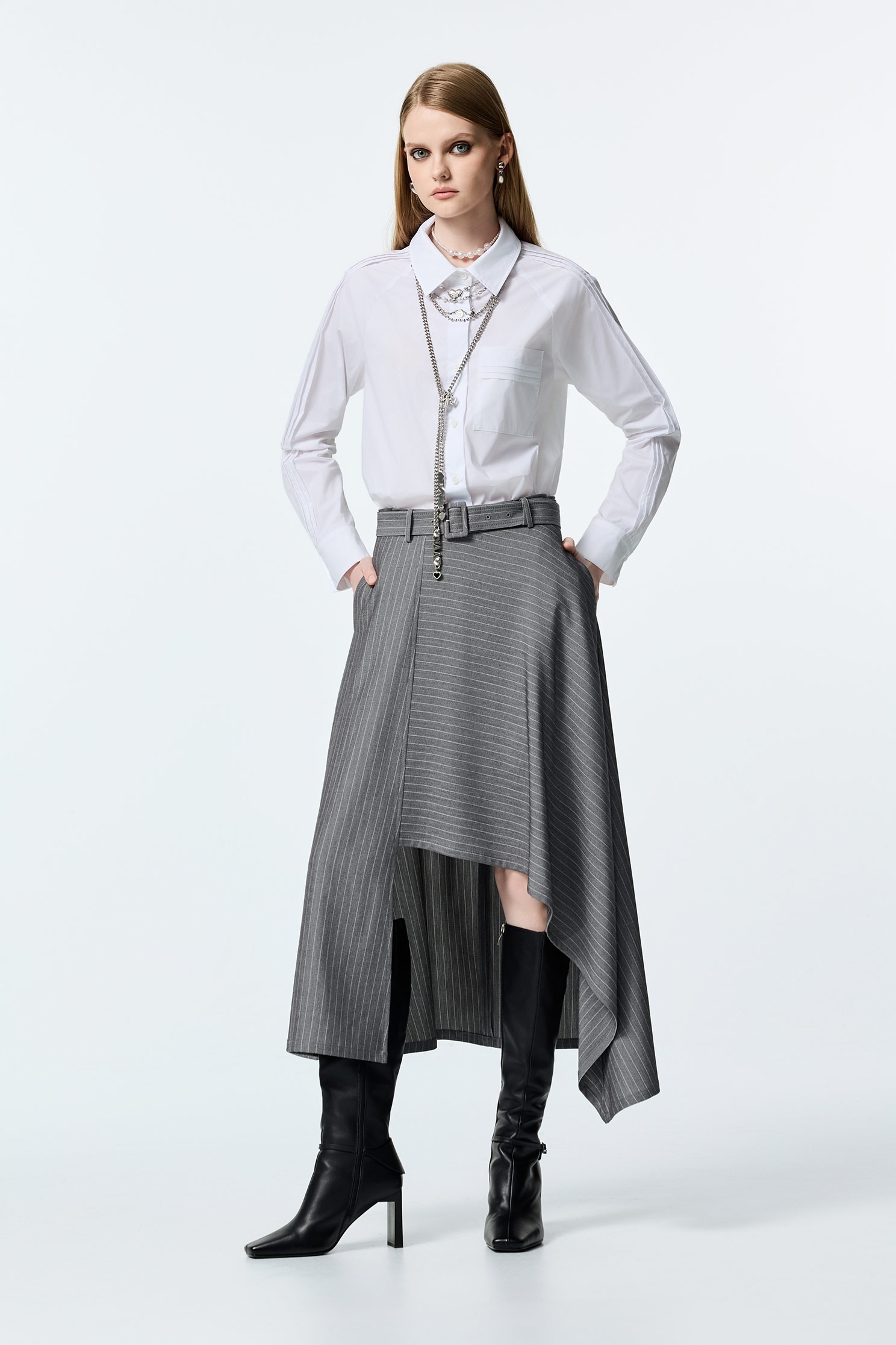 Stitching Detail Button Front BlouseStitching Detail Button Front Blouse,Tops,White tops,Season (AW) Look,Blouses