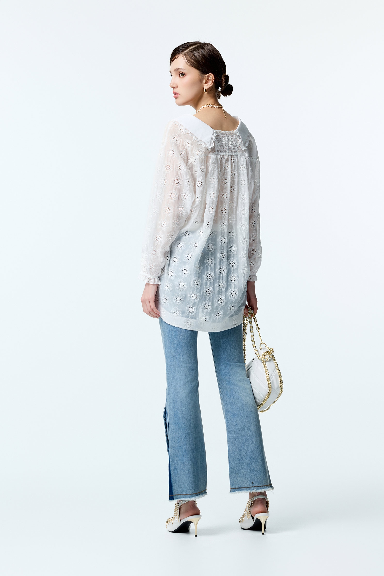 Embroidered Floral Detail Long Sleeve TopEmbroidered Floral Detail Long Sleeve Top,Tops,Embroidered,White tops,Season (AW) Look