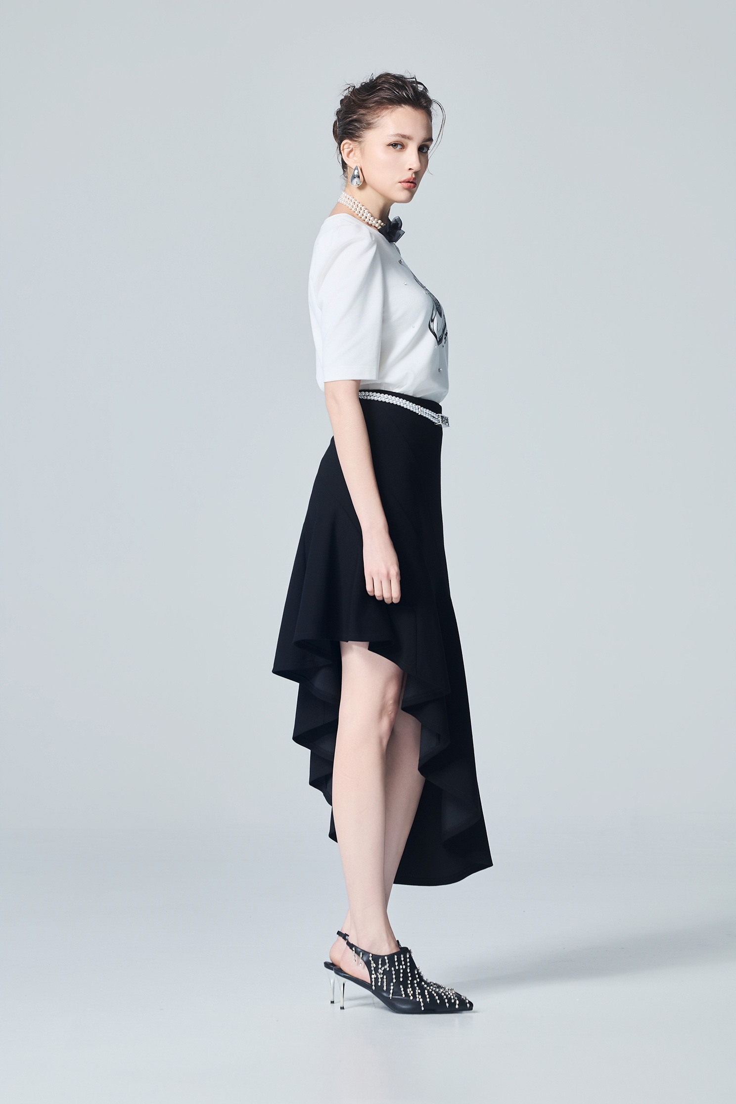 Diamond Ring Graphic Puff Sleeve TeeDiamond Ring Graphic Puff Sleeve Tee,Tops,White tops,Season (AW) Look