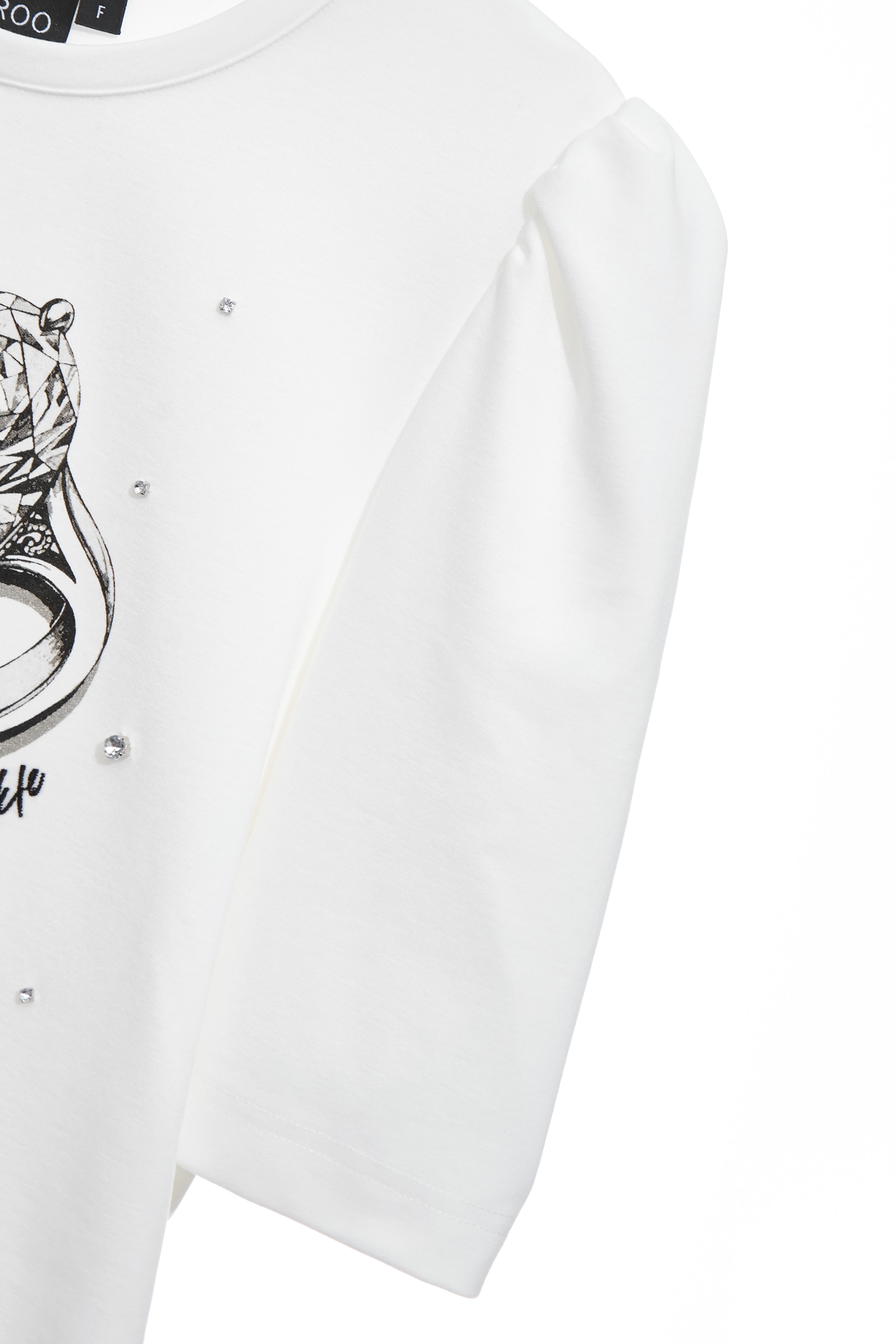Diamond Ring Graphic Puff Sleeve TeeDiamond Ring Graphic Puff Sleeve Tee,Tops,White tops,Season (AW) Look