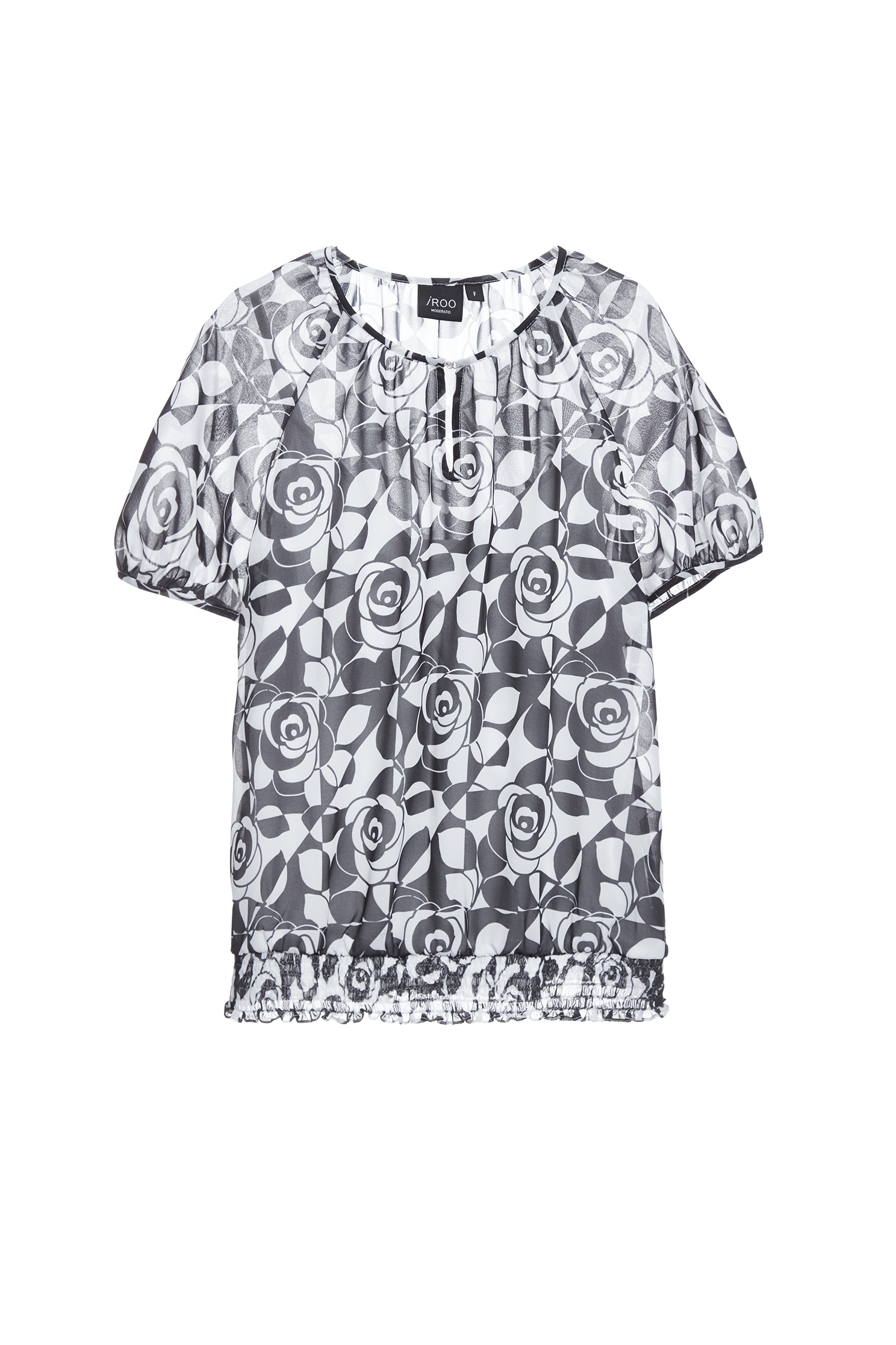 Rose Print Short Sleeve TopRose Print Short Sleeve Top,Tops,Under shirts,Season (AW) Look,Chiffon