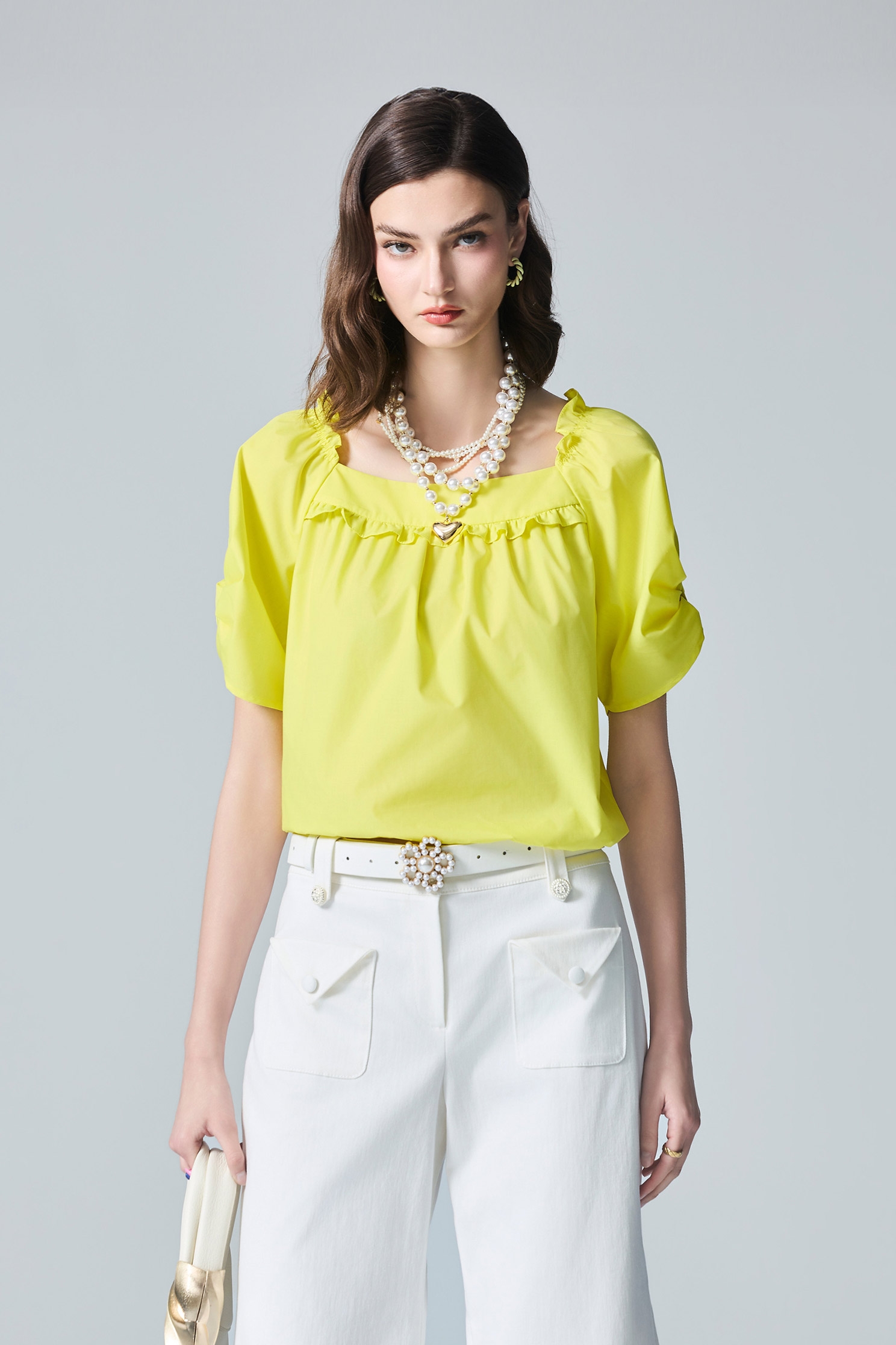 Bow Styling Sleeve Ruffle Trim TopBow Styling Sleeve Ruffle Trim Top,Tops,Season (AW) Look