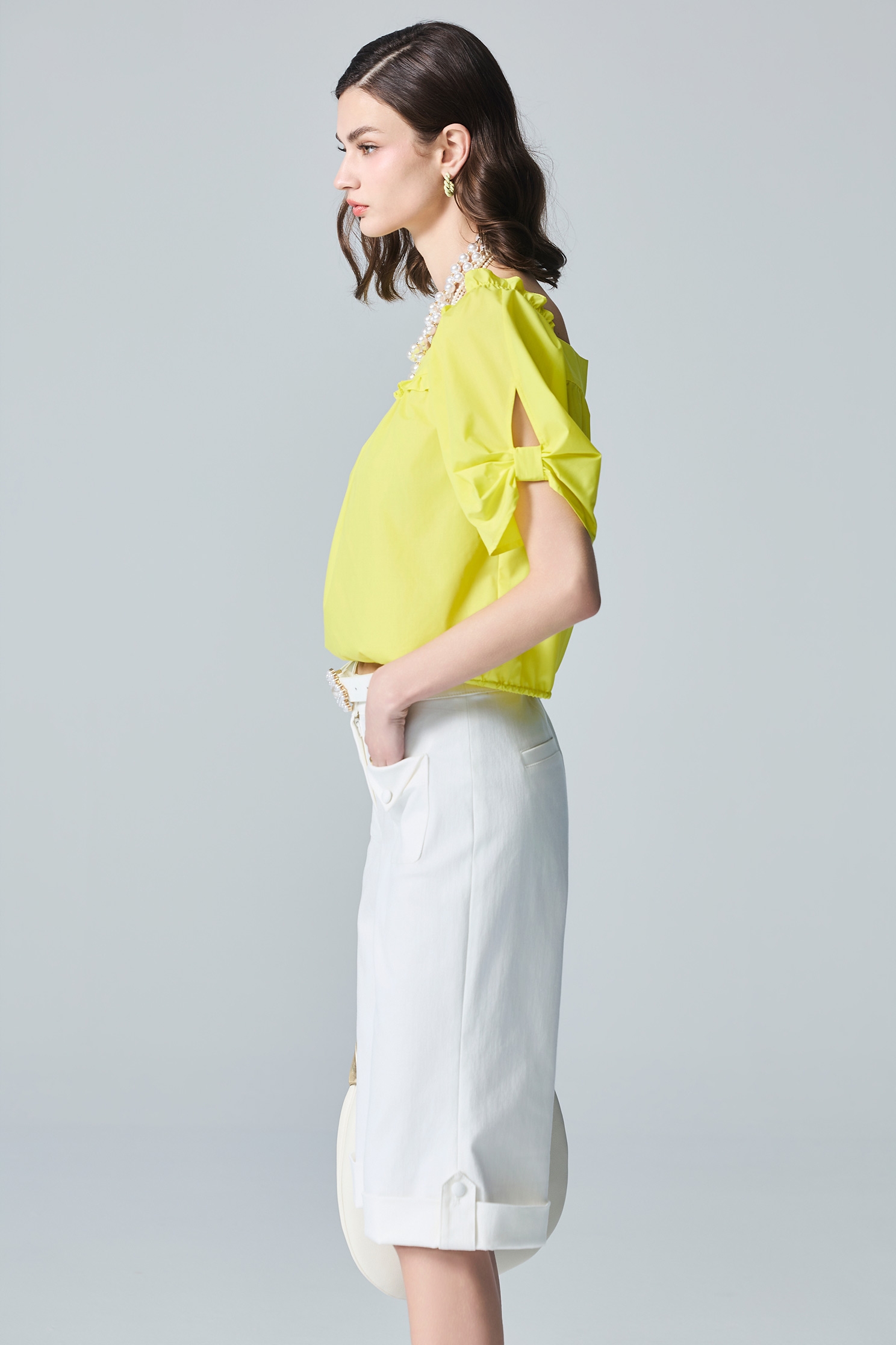 Bow Styling Sleeve Ruffle Trim TopBow Styling Sleeve Ruffle Trim Top,Tops,Season (AW) Look