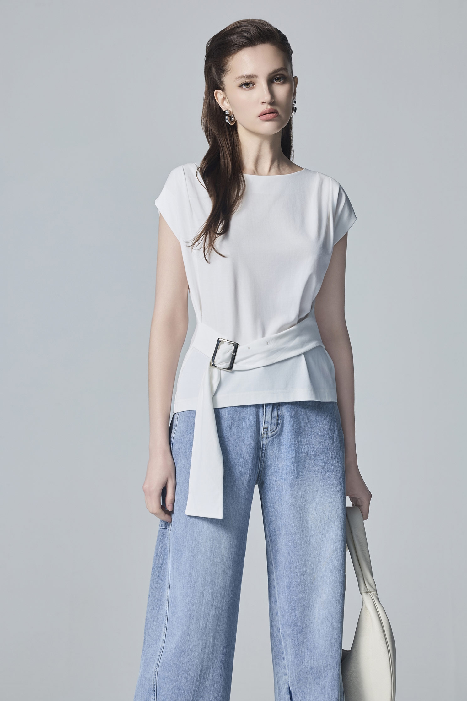 Belted Cap Sleeve TopBelted Cap Sleeve Top,Tops,White tops,Season (AW) Look,Knitted