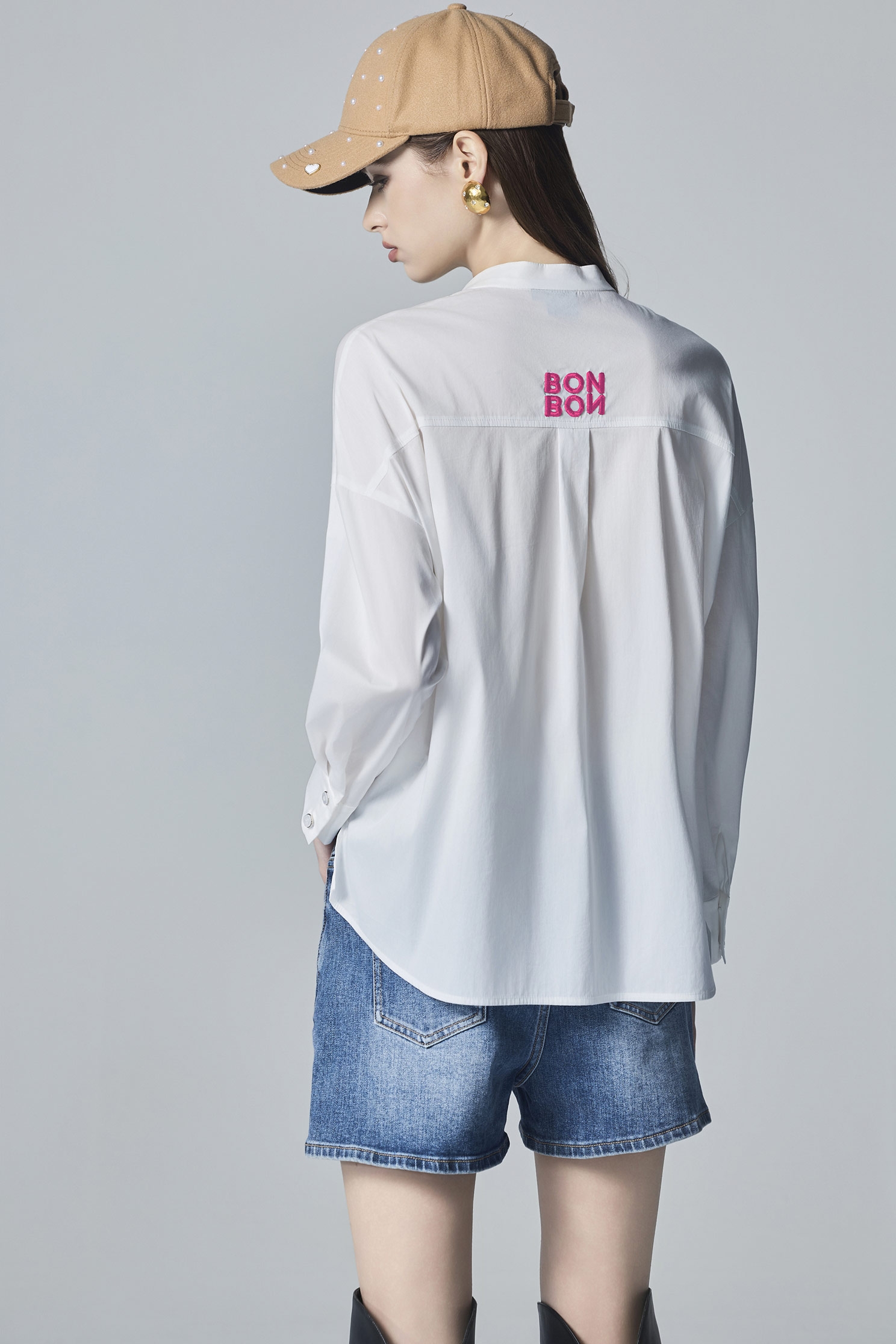 Stand Collar Button Front BlouseStand Collar Button Front Blouse,Tops,Embroidered,White tops,Season (AW) Look,Blouses