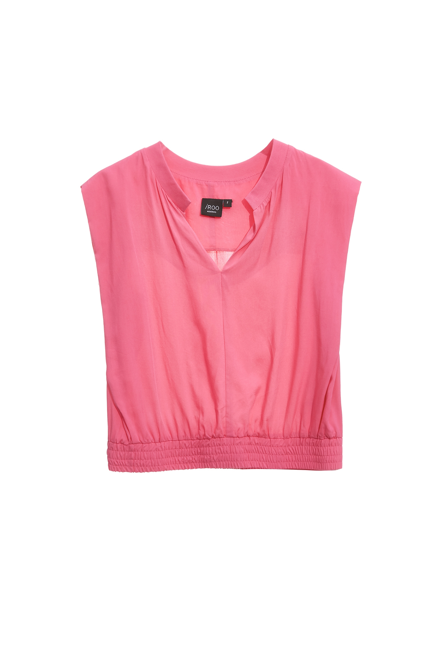 Deep Pink Pleated Elastic Hem VestDeep Pink Pleated Elastic Hem Vest,Tops,Rayon,Season (SS) Look