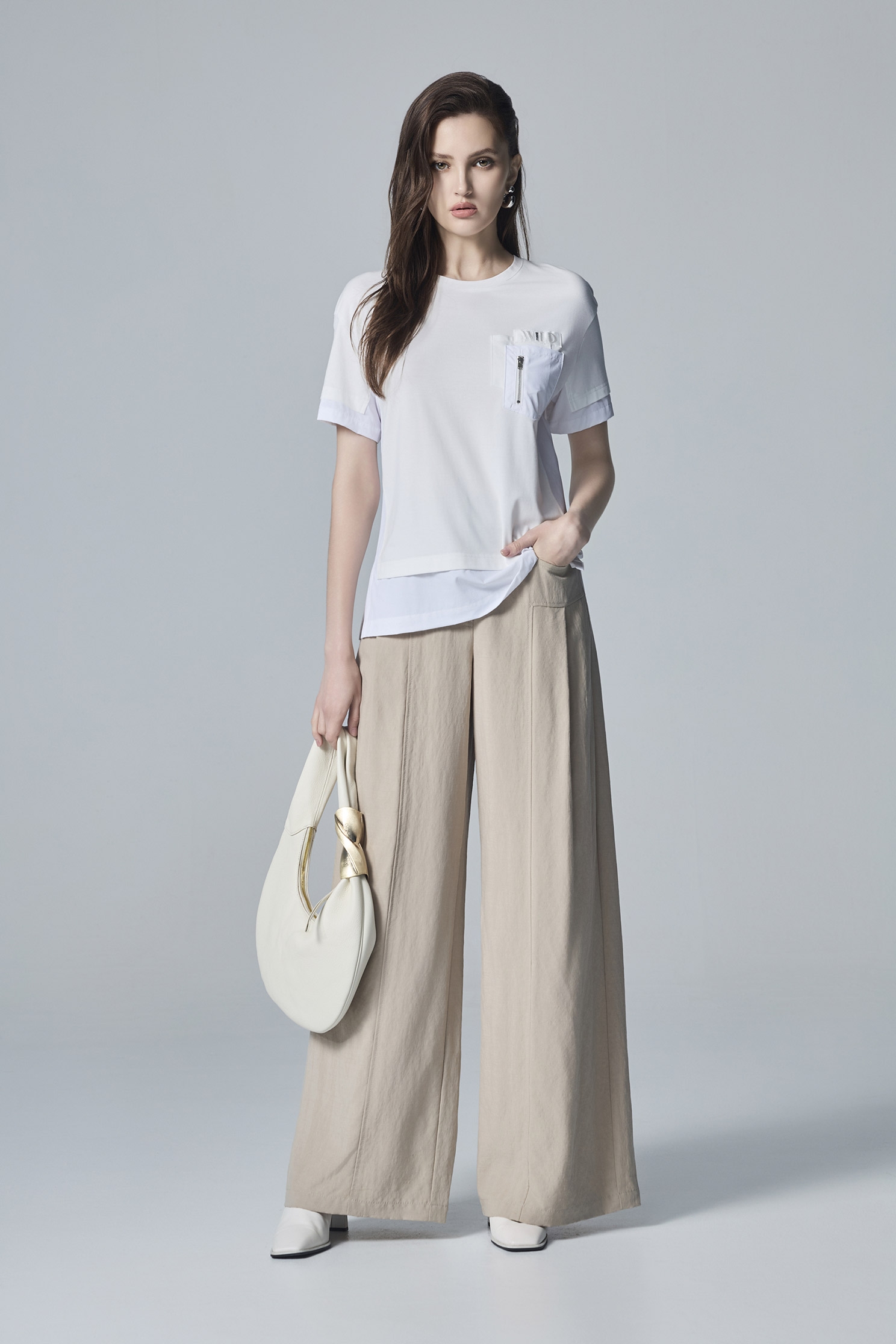 Double Pocket Short Sleeve TeeDouble Pocket Short Sleeve Tee,Tops,Embroidered,White tops,Season (AW) Look,Knitted