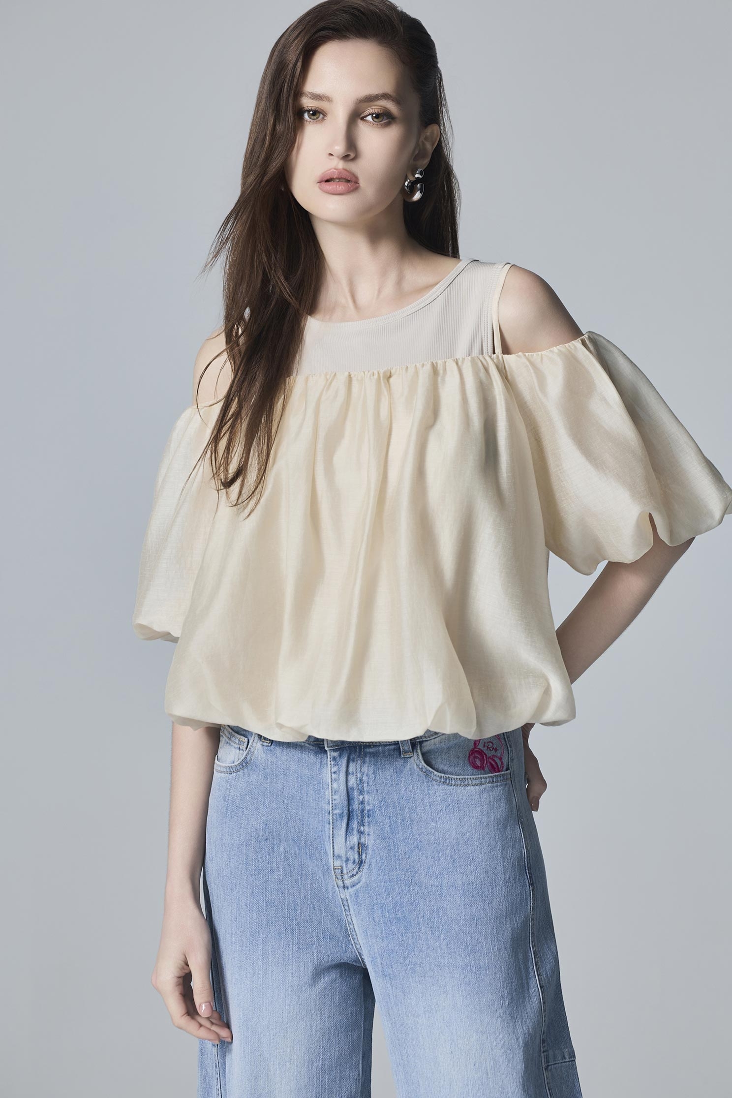Light Khaki Cold Shoulder TopLight Khaki Cold Shoulder Top,Tops,Under shirts,Season (AW) Look,Blouses,Knitted