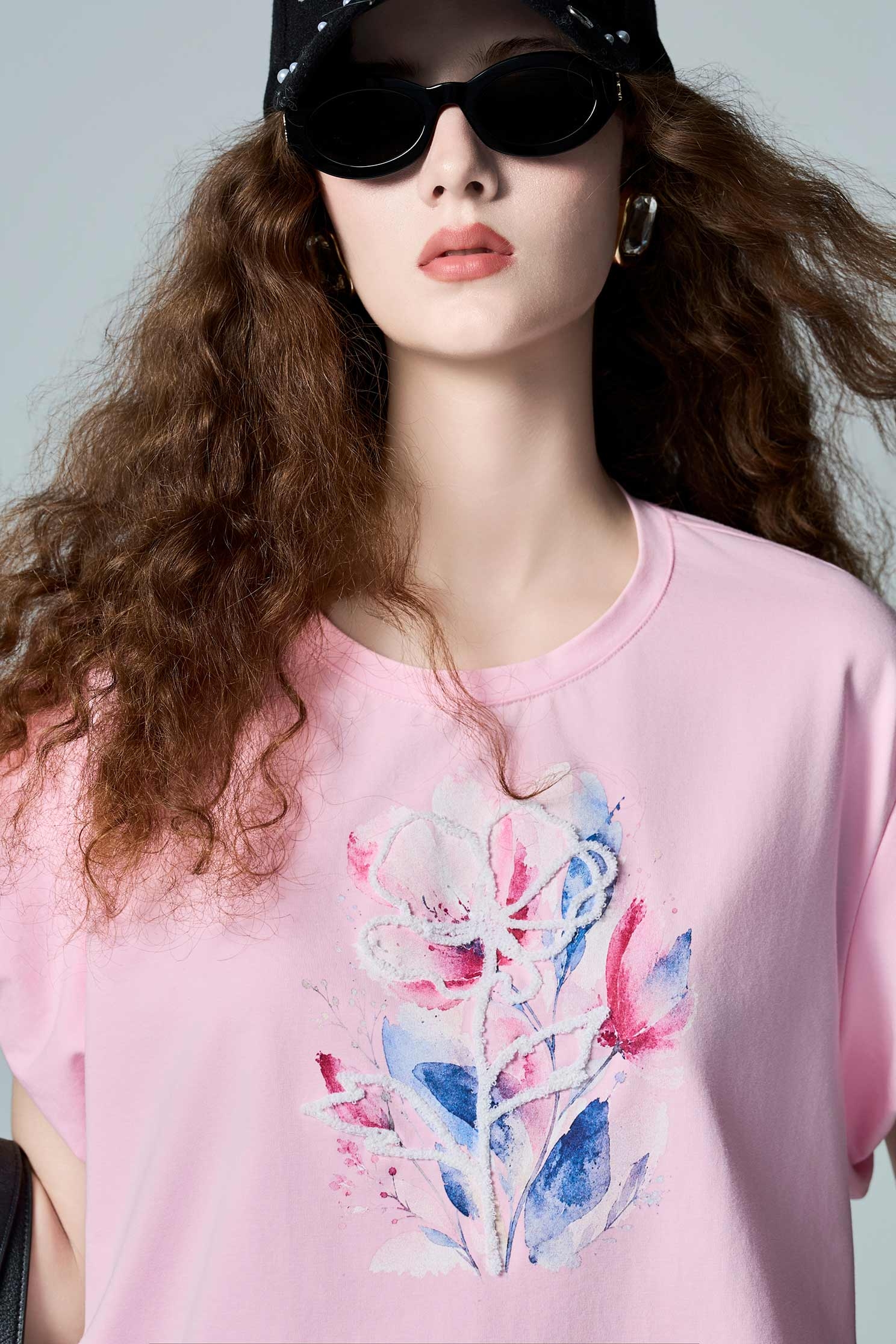 Floral Graphic Puff Sleeve TeeFloral Graphic Puff Sleeve Tee,Tops,Season (AW) Look,Embroidered