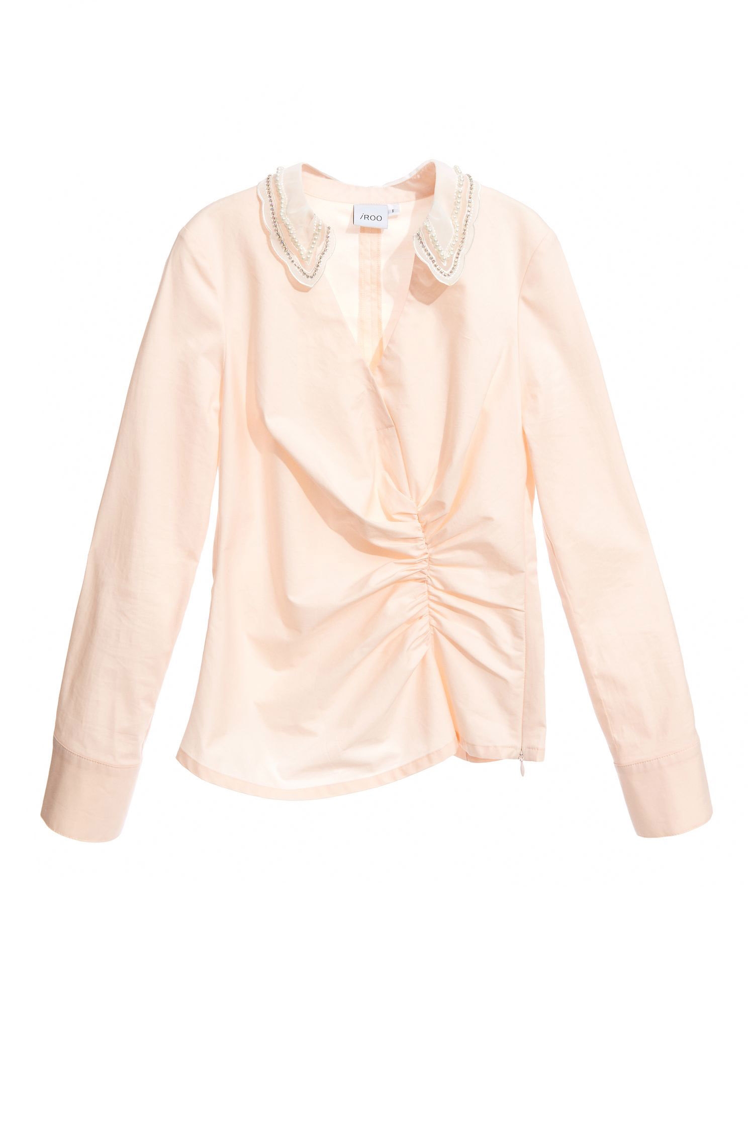 Front Gather Detail V-neck BlouseCreased effect V-neck top,V-Neck T shirts,Tops,Season (AW) Look,Pink