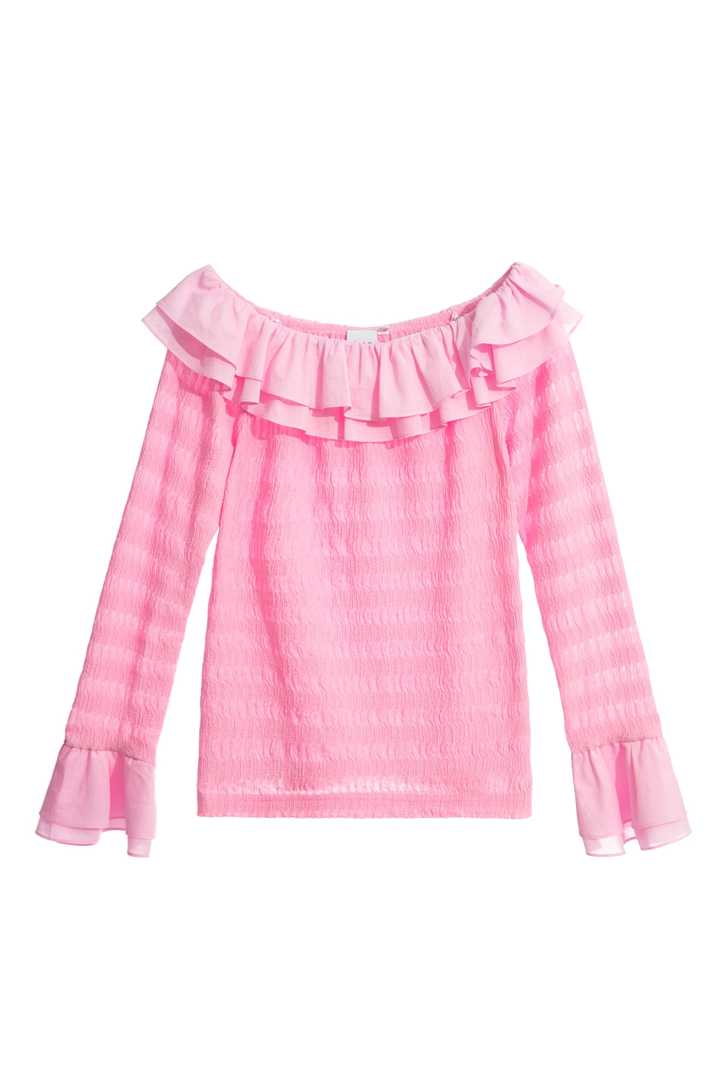 Double Layer Flounce Collar Pink TopDouble Layer Flounce Collar Pink Top,Tops,Season (SS) Look