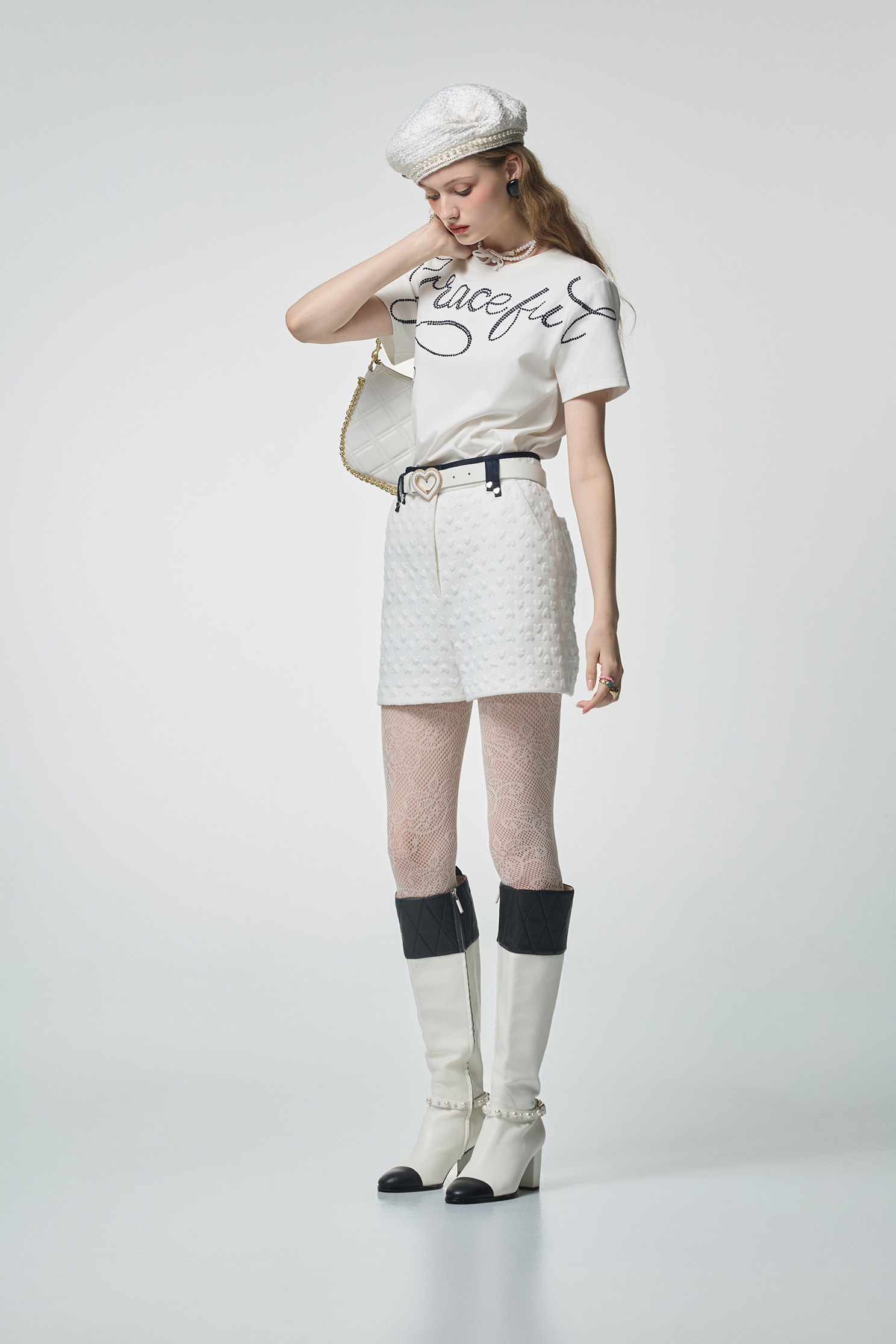 Front Embroidery Slogan Short Sleeve TeeFront Embroidery Slogan Short Sleeve Tee,T-shirts,Tops,Embroidered,White tops,Season (AW) Look