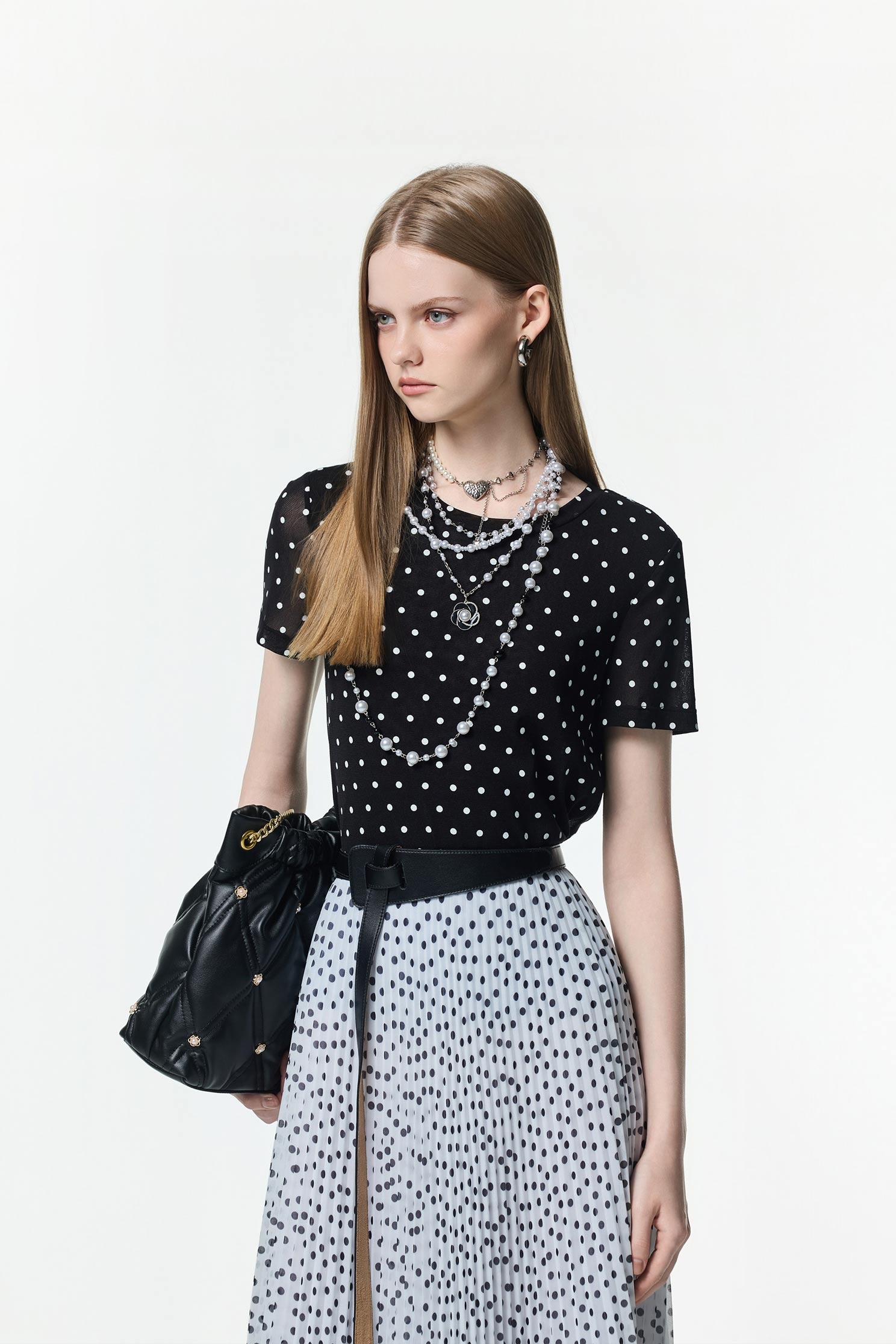 Polka Dot Short Sleeve TopPolka Dot Short Sleeve Top,Tops,Under shirts,Season (AW) Look