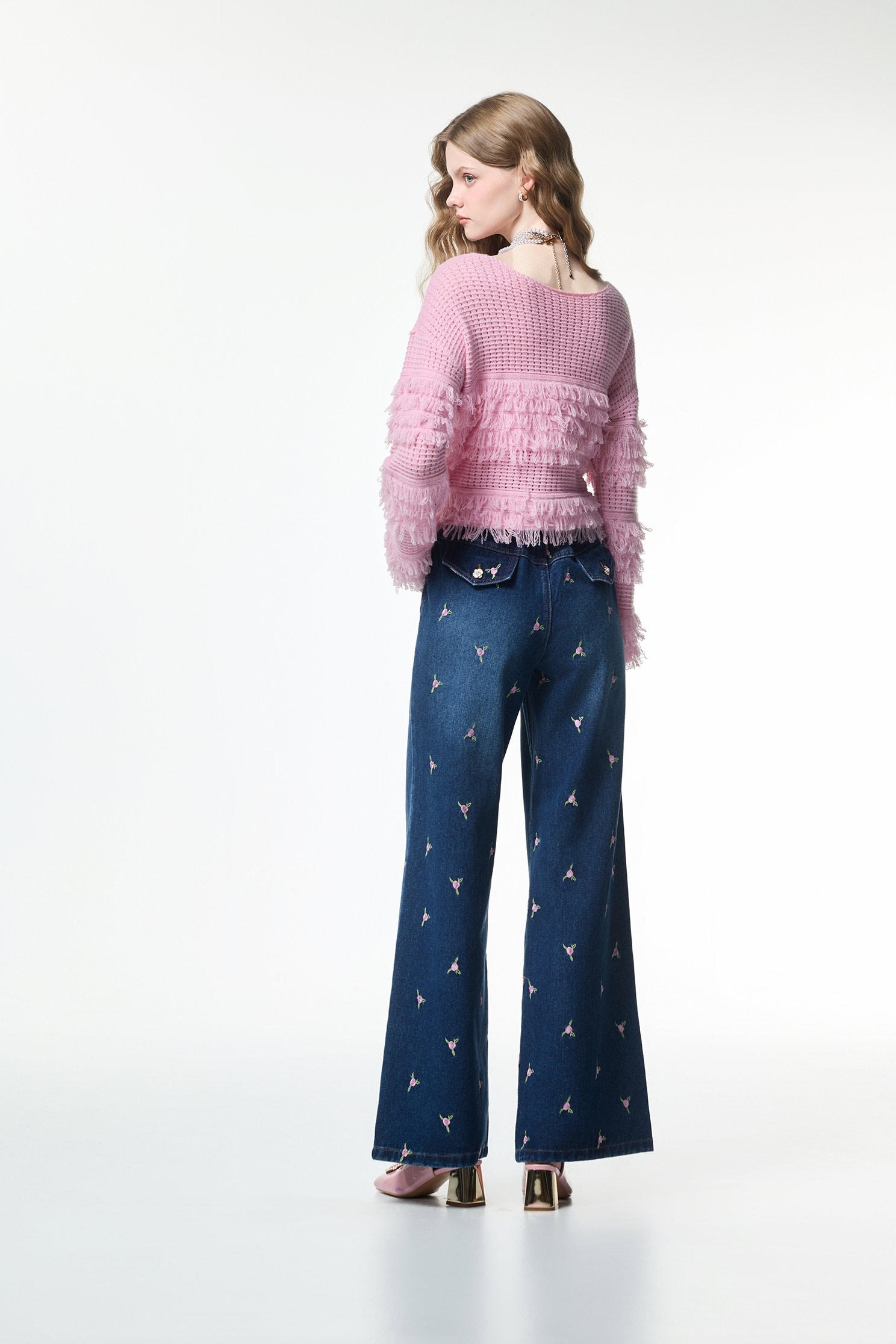 Fringe Detail Pink Knit TopFringe Detail Pink Knit Top,Tops,Season (AW) Look,Knitted,Knitted tops