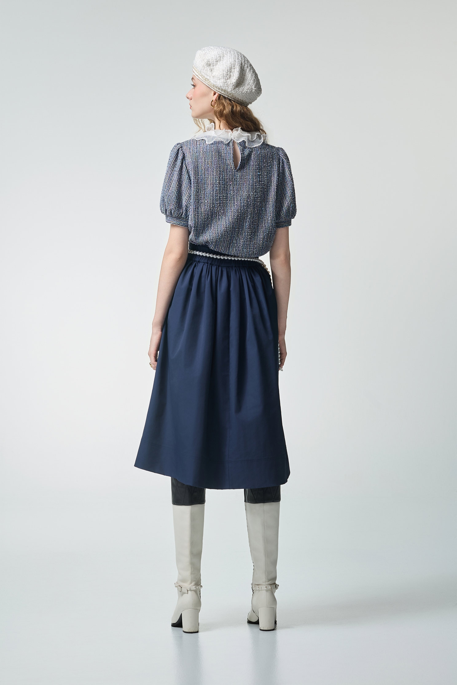 Ruffle Collar Short Sleeve TopRuffle Collar Short Sleeve Top,Tops,pearl,Season (AW) Look