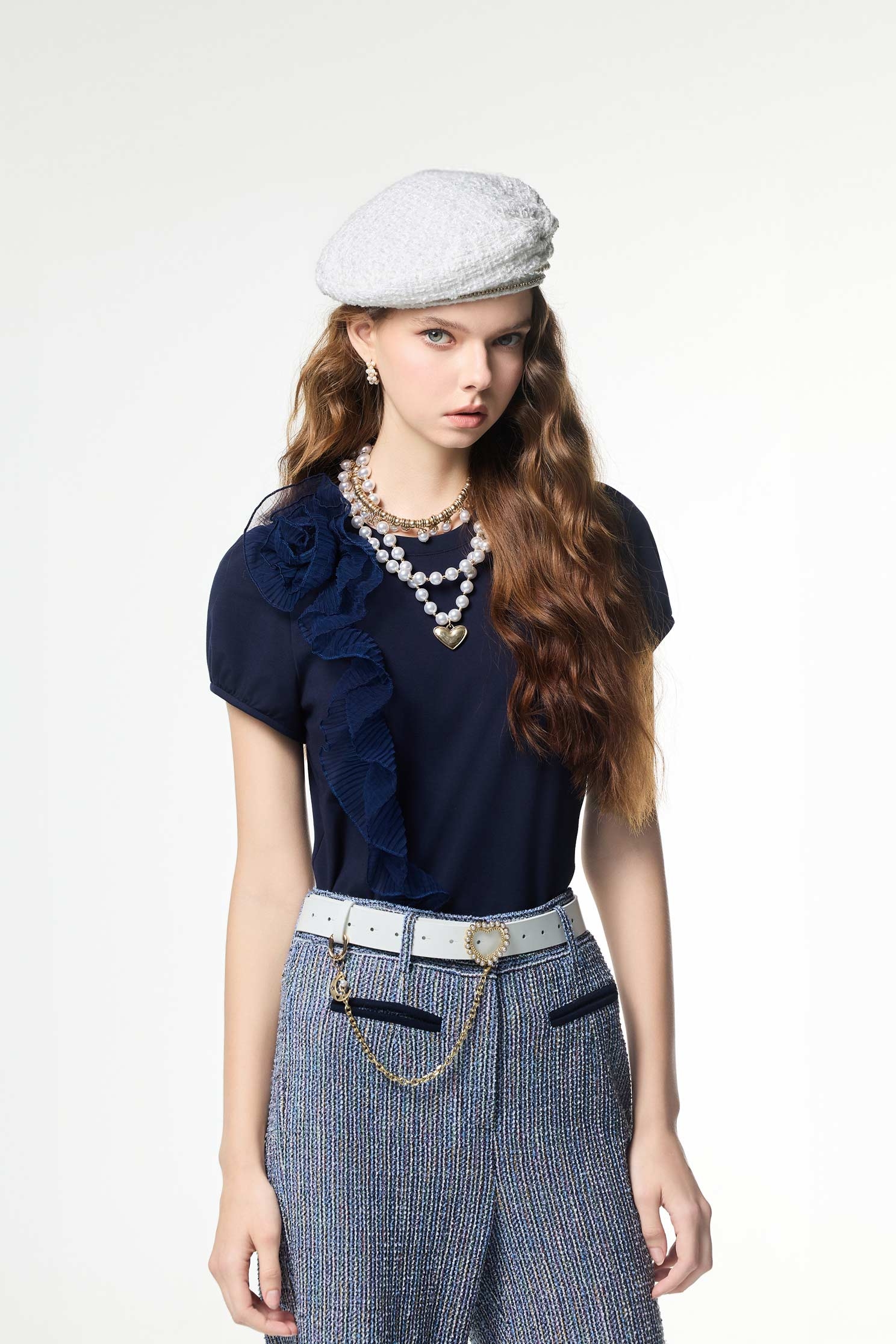 Front Ruffle Detail Short Sleeve TeeFront Ruffle Detail Short Sleeve Tee,Tops,Season (AW) Look