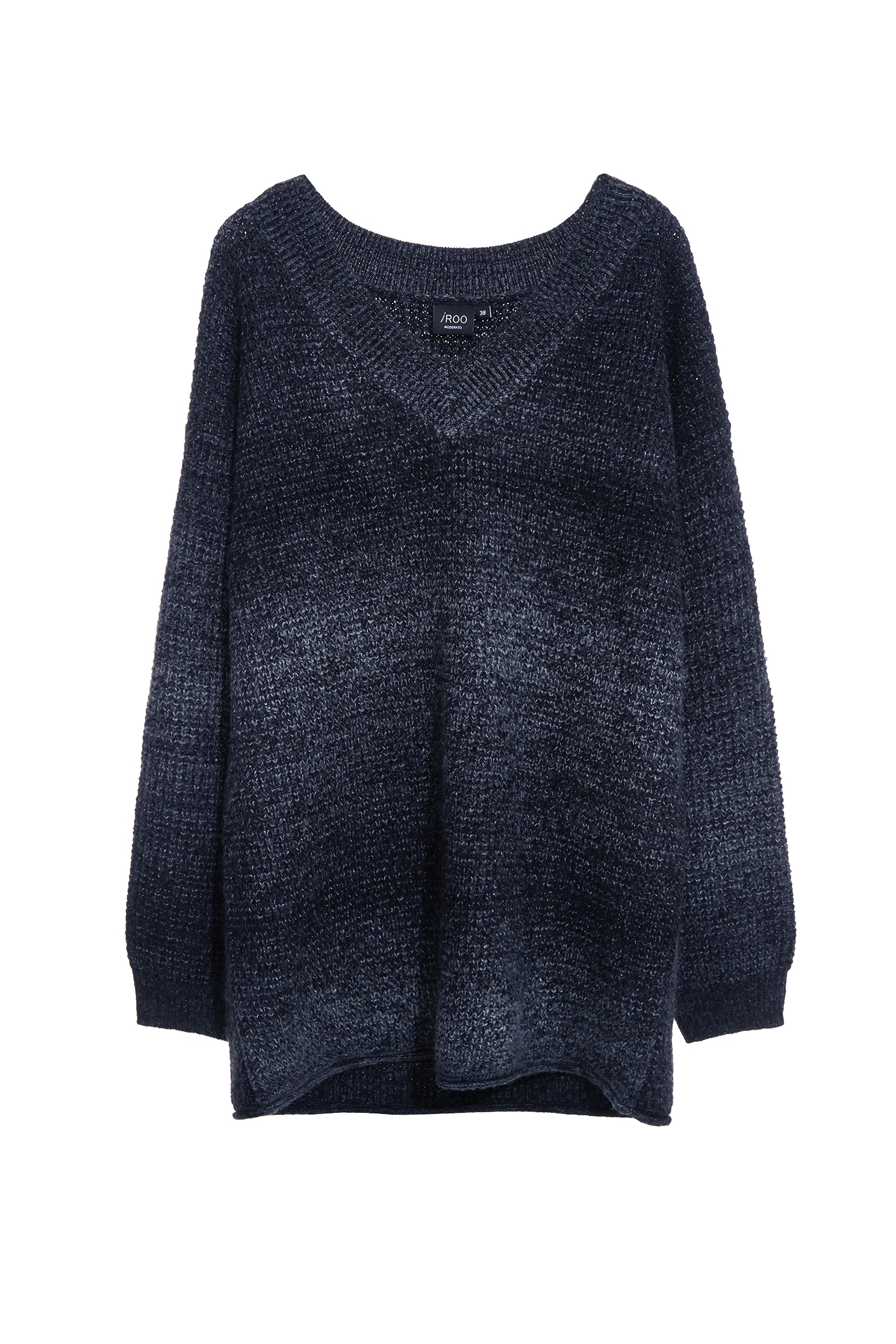 Grey V-neck Gradient Knit TopGrey V-neck Gradient Knit Top,V-Neck T shirts,Office Looks,Tops,Season (AW) Look,Valentine,Knitted,Knitted tops,Knitted tops