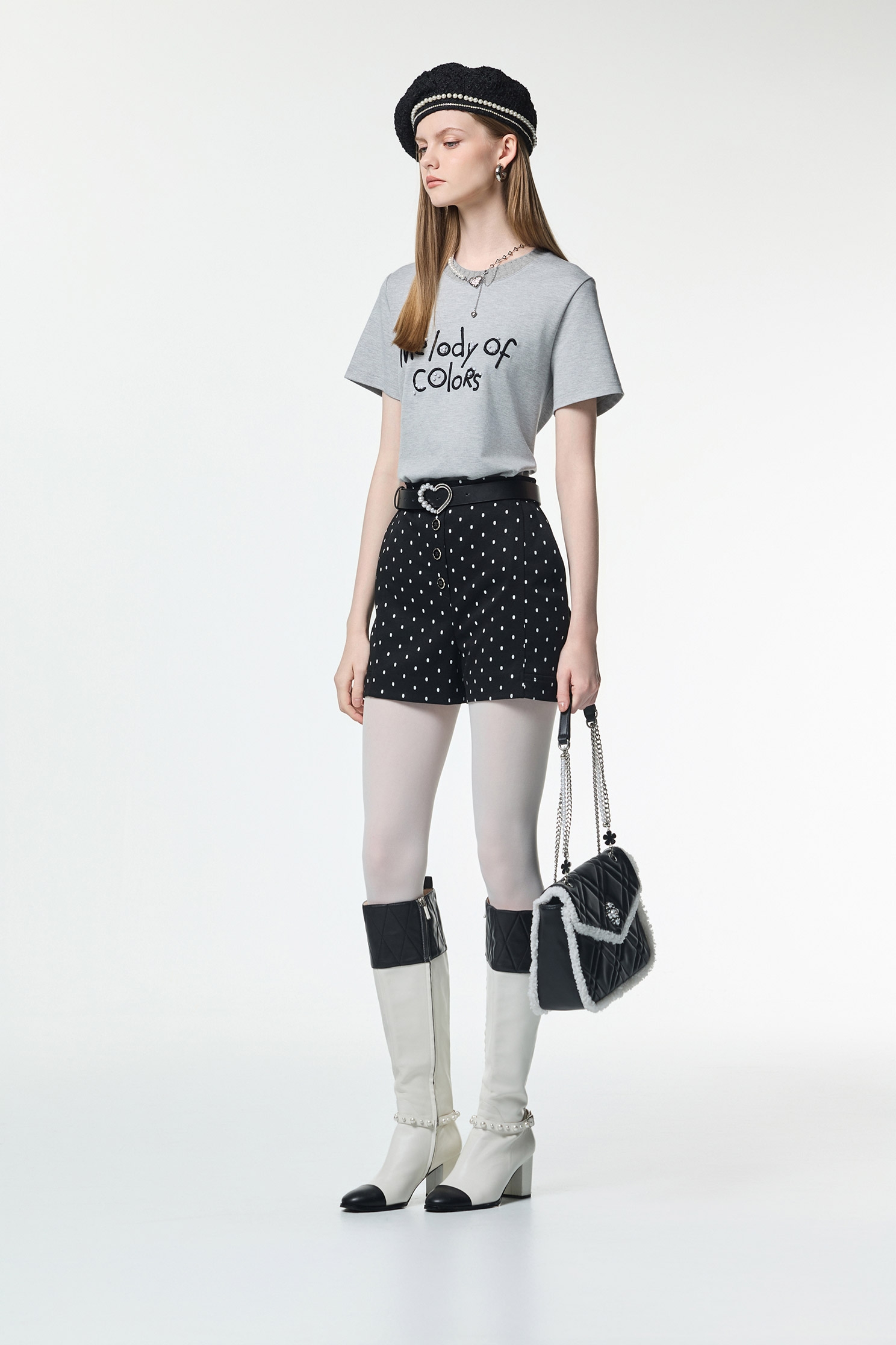 Front Slogan Grey TeeFront Slogan Grey Tee,Tops,pearl,Season (AW) Look,Embroidered