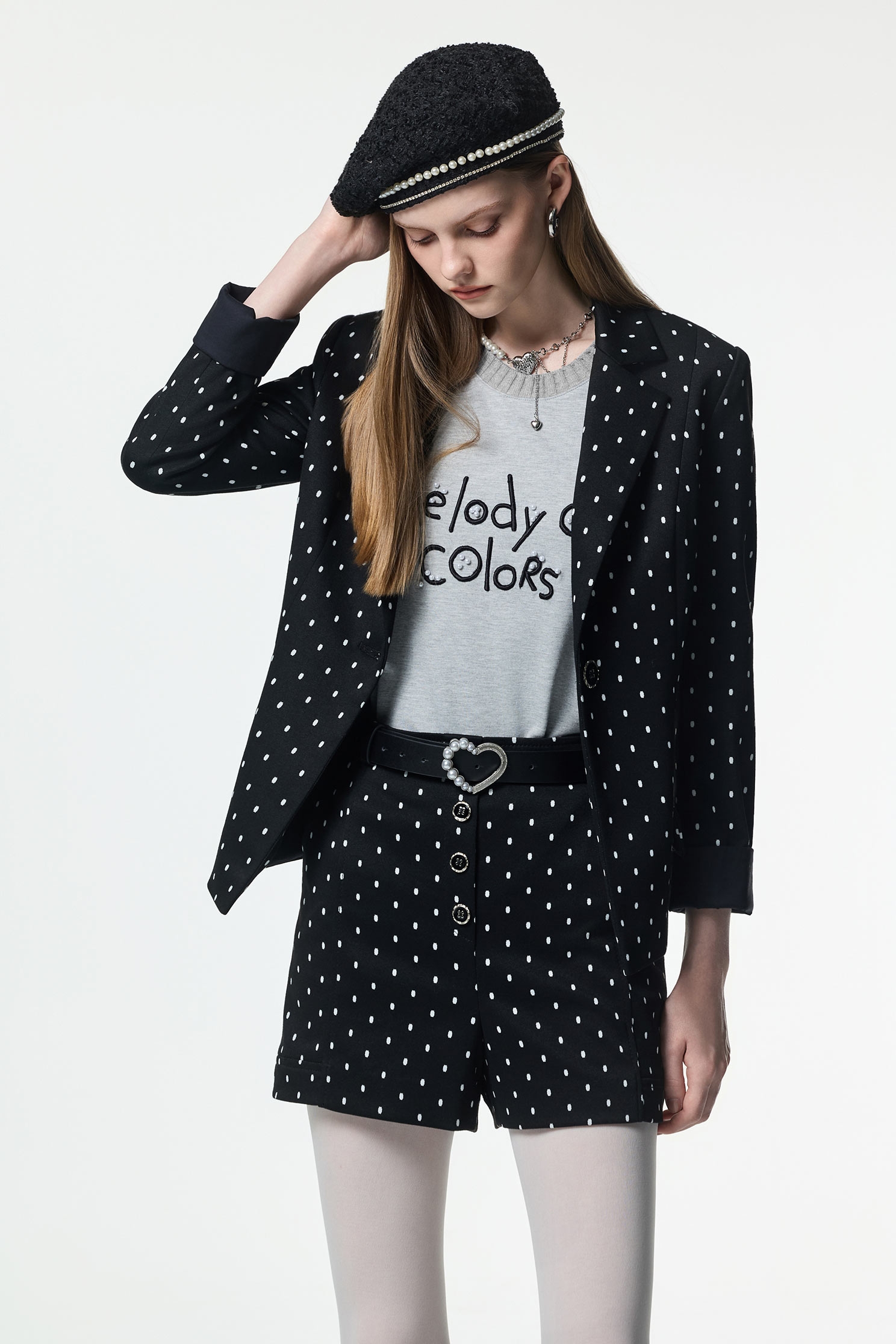 Front Slogan Grey TeeFront Slogan Grey Tee,Tops,pearl,Season (AW) Look,Embroidered