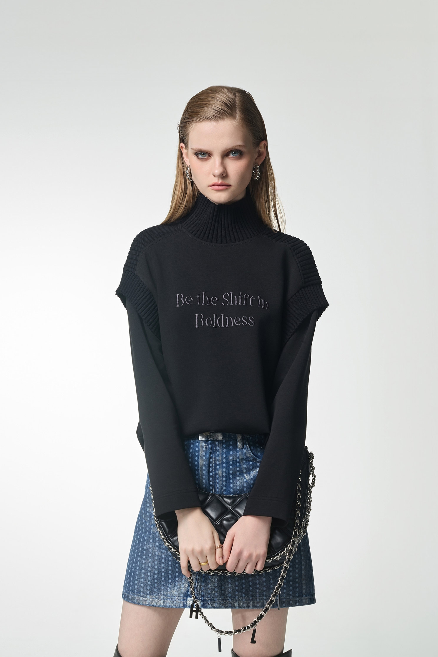 Rib Detail Long Sleeve TopRib Detail Long Sleeve Top,Tops,Embroidered,Season (AW) Look,Valentine