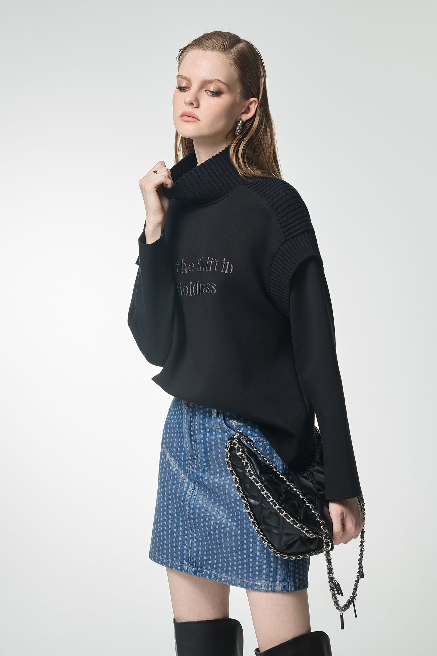 Rib Detail Long Sleeve TopRib Detail Long Sleeve Top,Tops,Embroidered,Season (AW) Look,Valentine