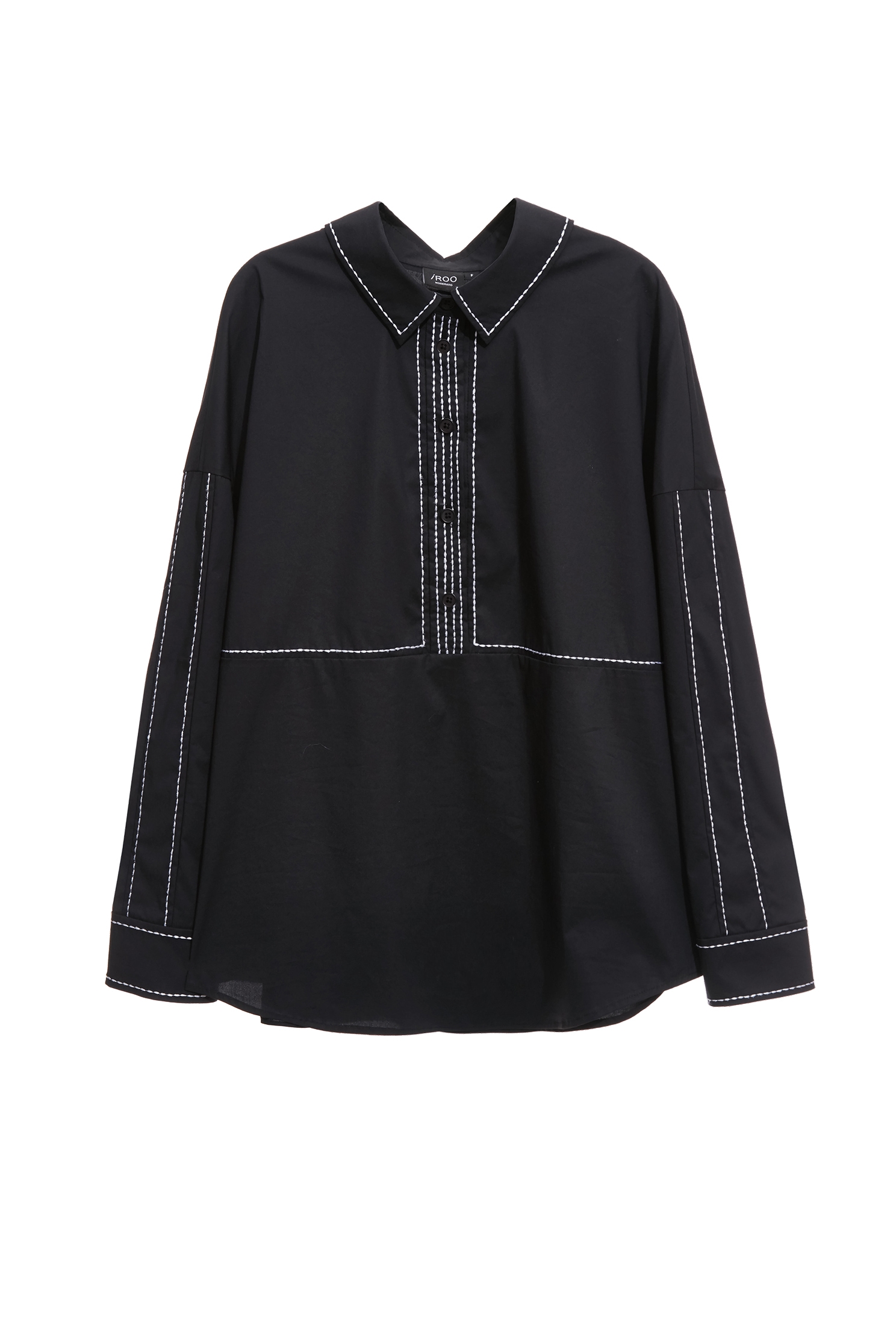 Contrast Stitch Detail Dark Grey BlouseContrast Stitch Detail Dark Grey Blouse,Office Looks,Tops,Season (AW) Look,Blouses